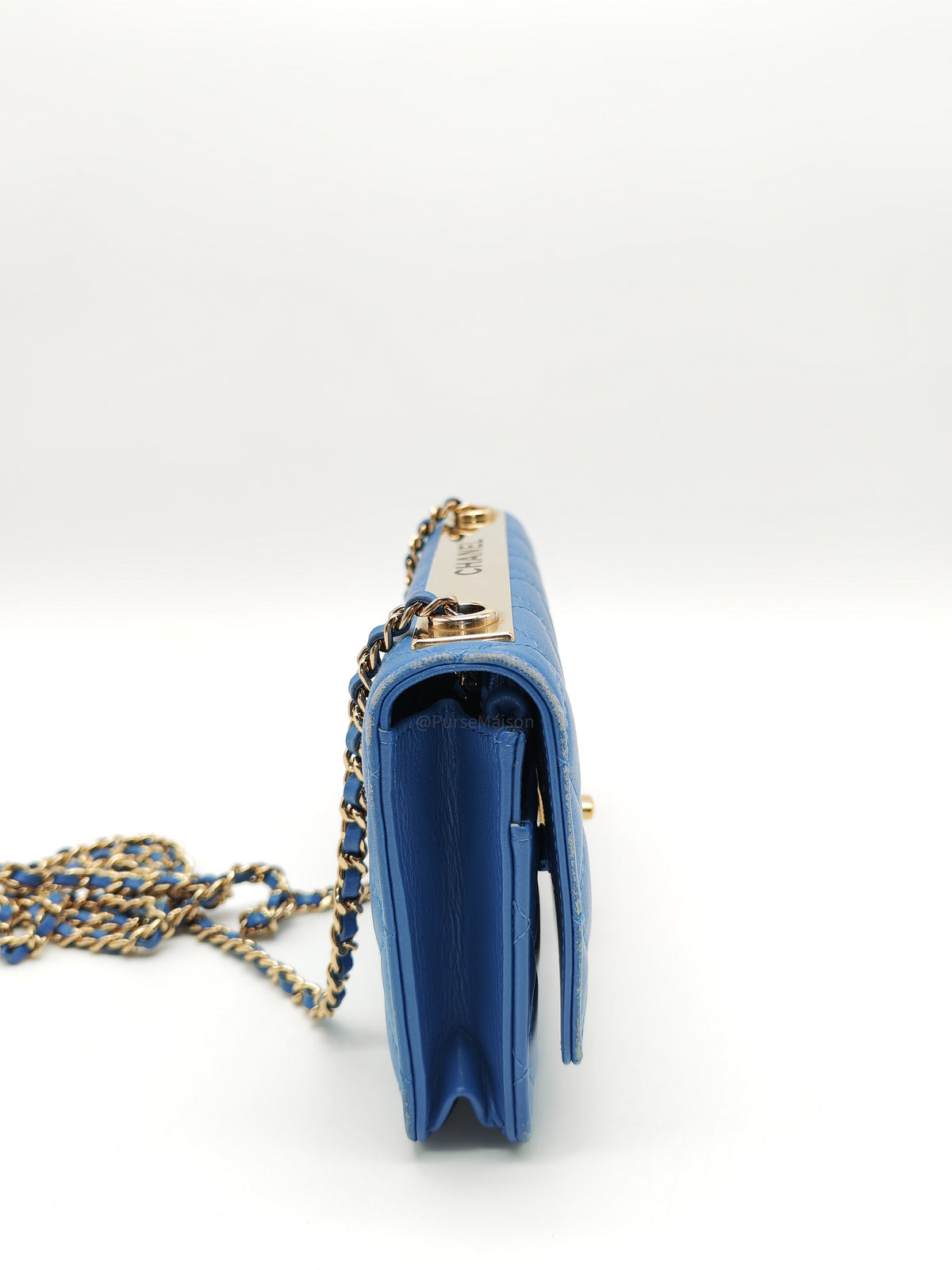 Chanel Trendy CC Wallet on Chain in Blue Lambskin Leather and Light Gold Hardware Series 27