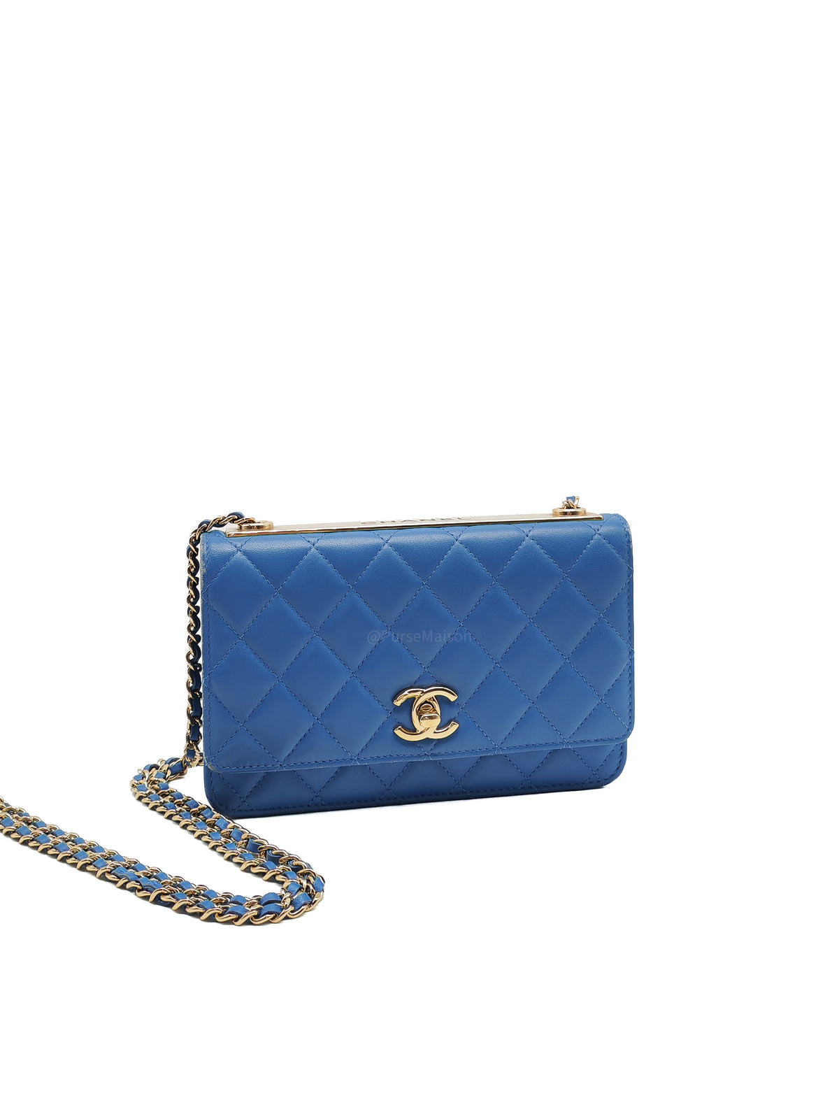 Chanel Trendy CC Wallet on Chain in Blue Lambskin Leather and Light Gold Hardware Series 27