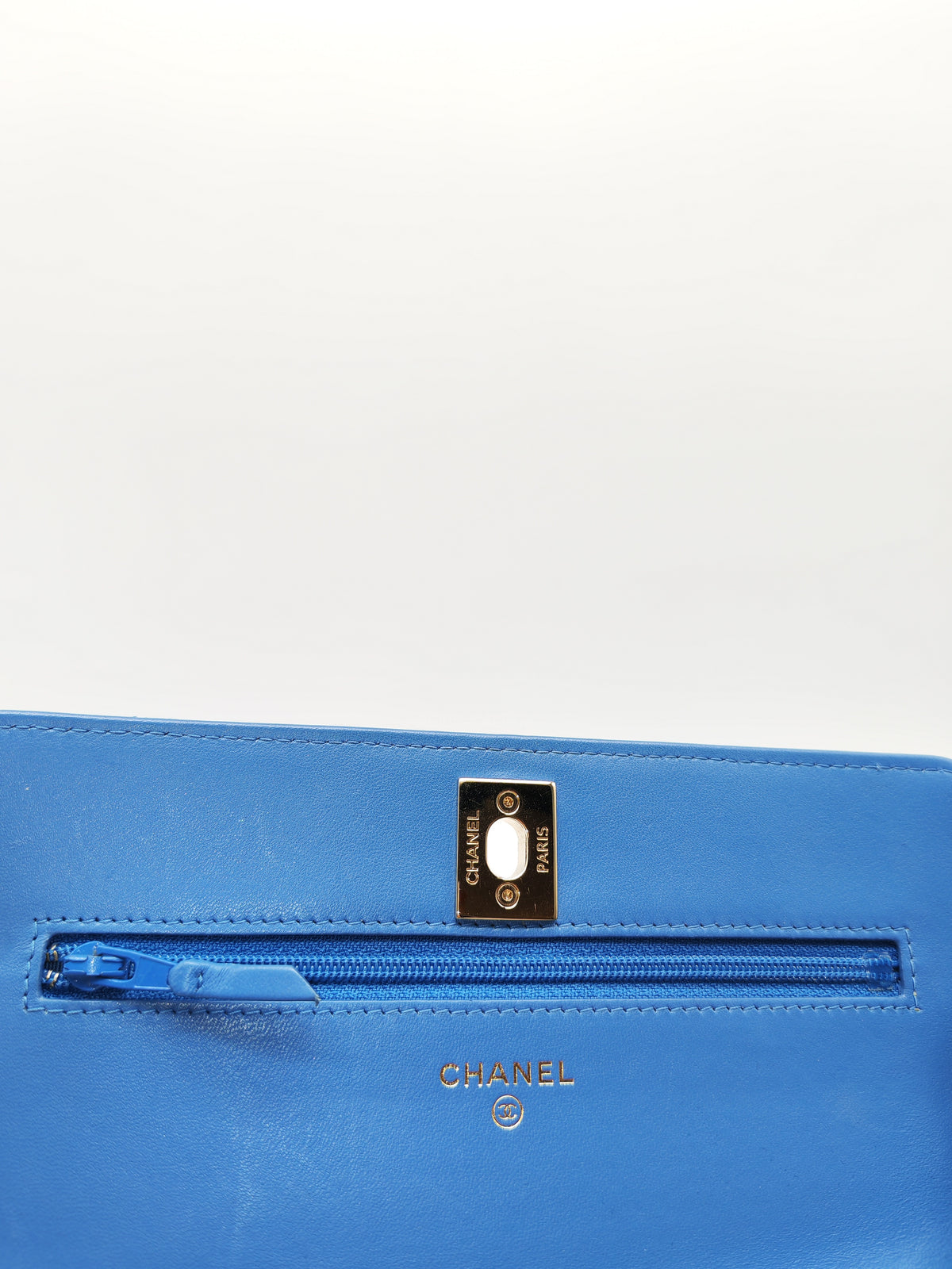 Chanel Trendy CC Wallet on Chain in Blue Lambskin Leather and Light Gold Hardware Series 27