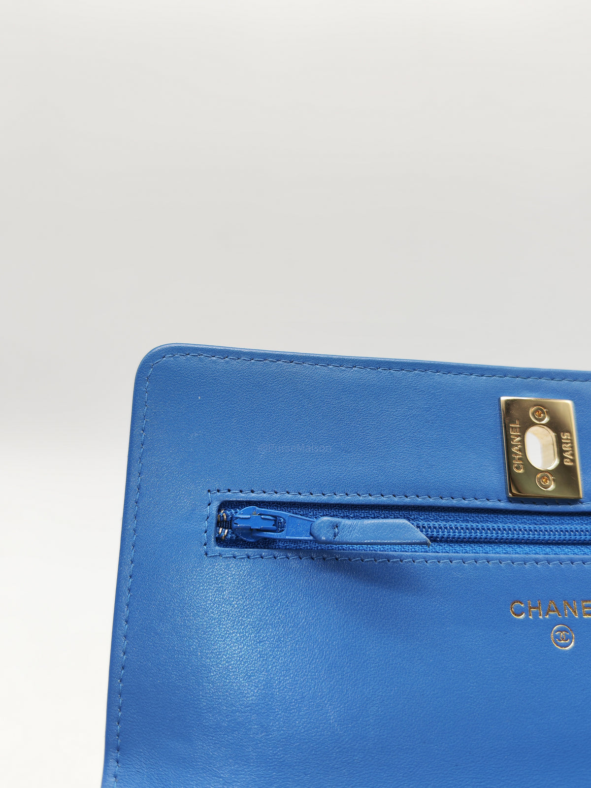 Chanel Trendy CC Wallet on Chain in Blue Lambskin Leather and Light Gold Hardware Series 27