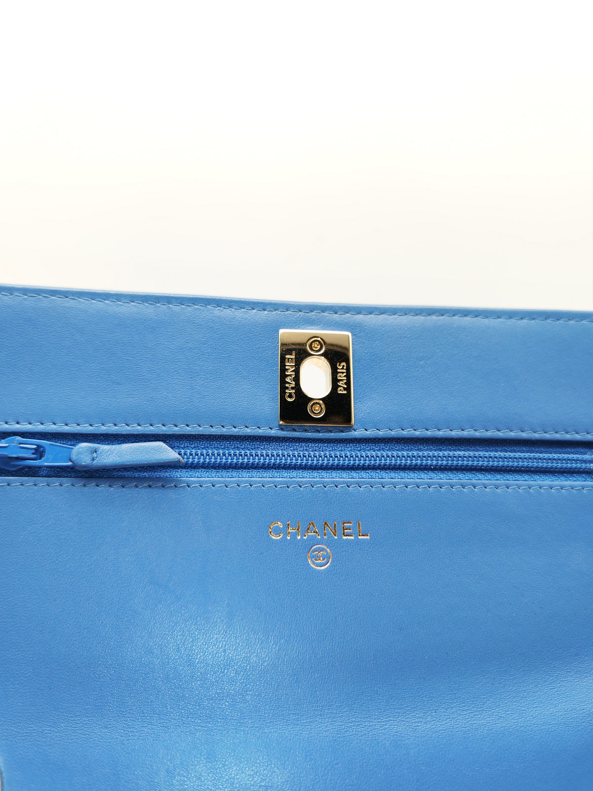 Chanel Trendy CC Wallet on Chain in Blue Lambskin Leather and Light Gold Hardware Series 27