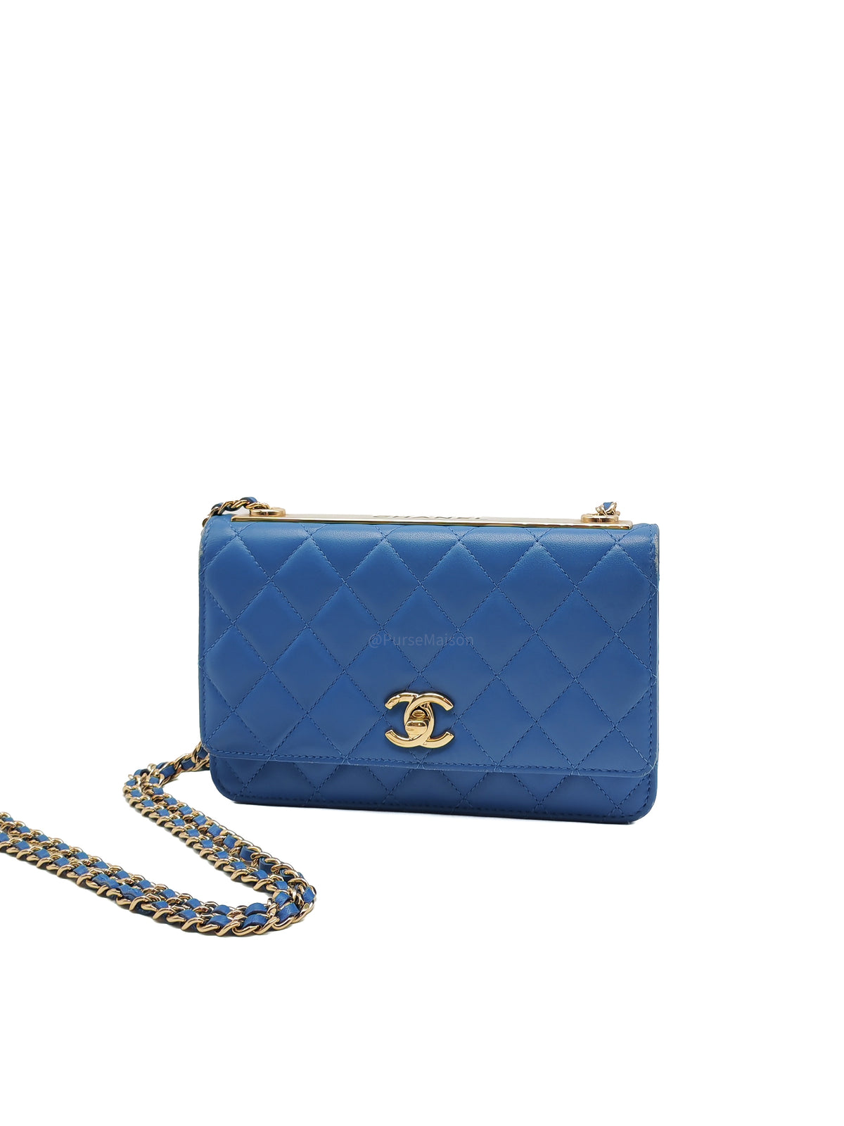 Chanel Trendy CC Wallet on Chain in Blue Lambskin Leather and Light Gold Hardware Series 27
