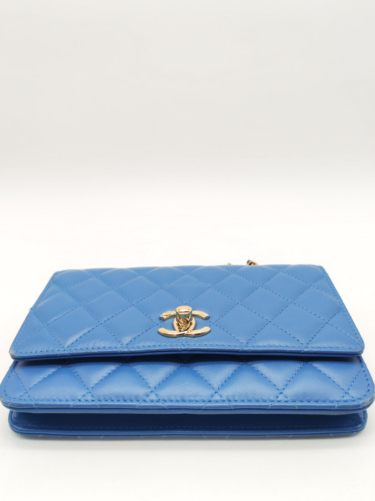 Chanel Trendy CC Wallet on Chain in Blue Lambskin Leather and Light Gold Hardware Series 27