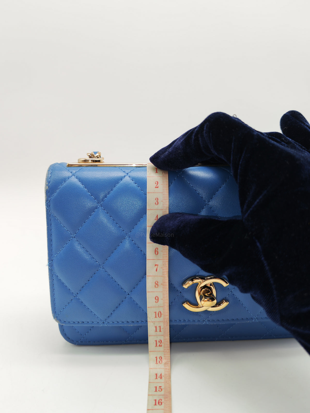Chanel Trendy CC Wallet on Chain in Blue Lambskin Leather and Light Gold Hardware Series 27