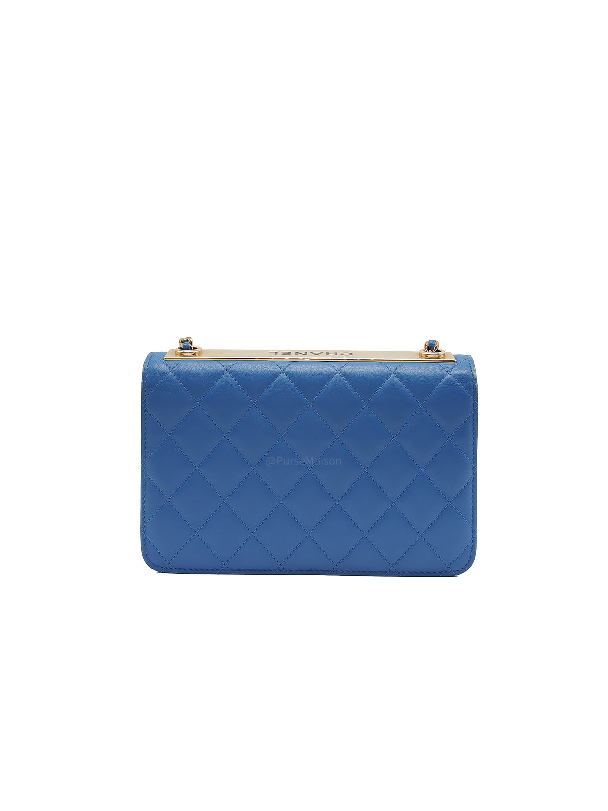 Chanel Trendy CC Wallet on Chain in Blue Lambskin Leather and Light Gold Hardware Series 27