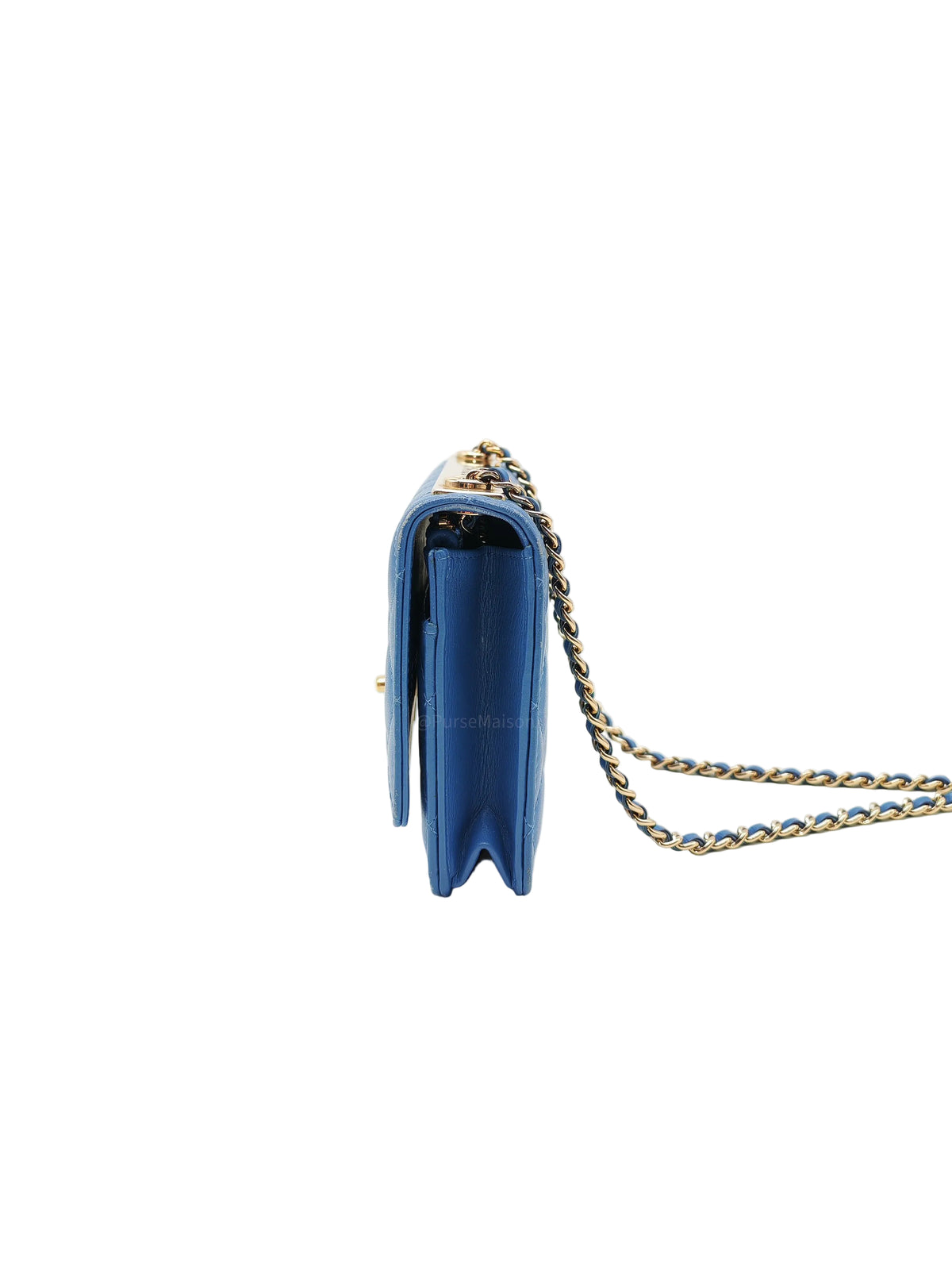 Chanel Trendy CC Wallet on Chain in Blue Lambskin Leather and Light Gold Hardware Series 27