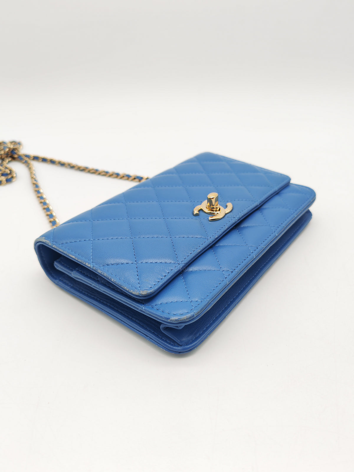 Chanel Trendy CC Wallet on Chain in Blue Lambskin Leather and Light Gold Hardware Series 27