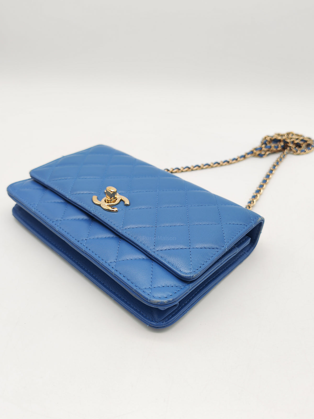 Chanel Trendy CC Wallet on Chain in Blue Lambskin Leather and Light Gold Hardware Series 27