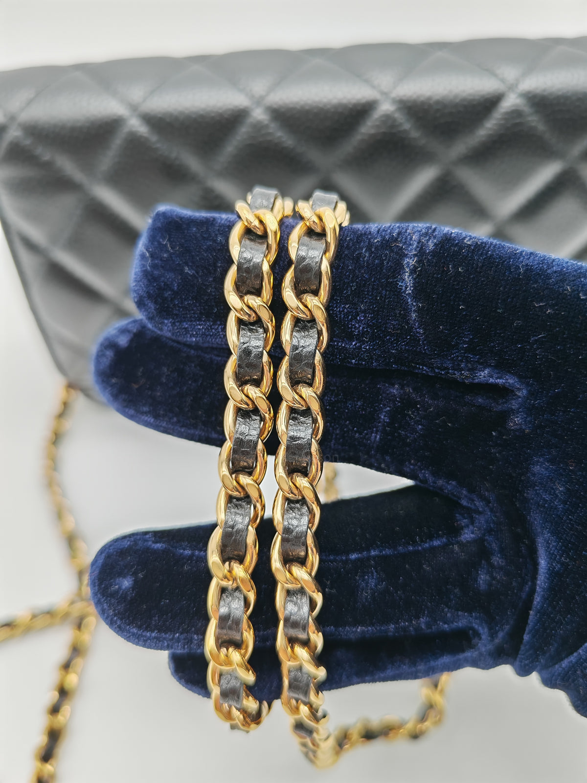 Chanel Wallet on Chain in Black Quilted Caviar Leather & Gold Hardware Microchip