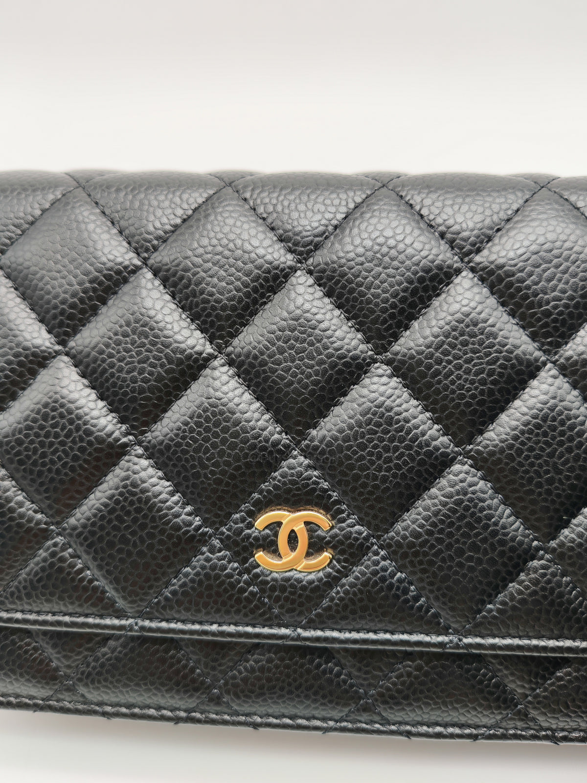 Chanel Wallet on Chain in Black Quilted Caviar Leather & Gold Hardware Microchip
