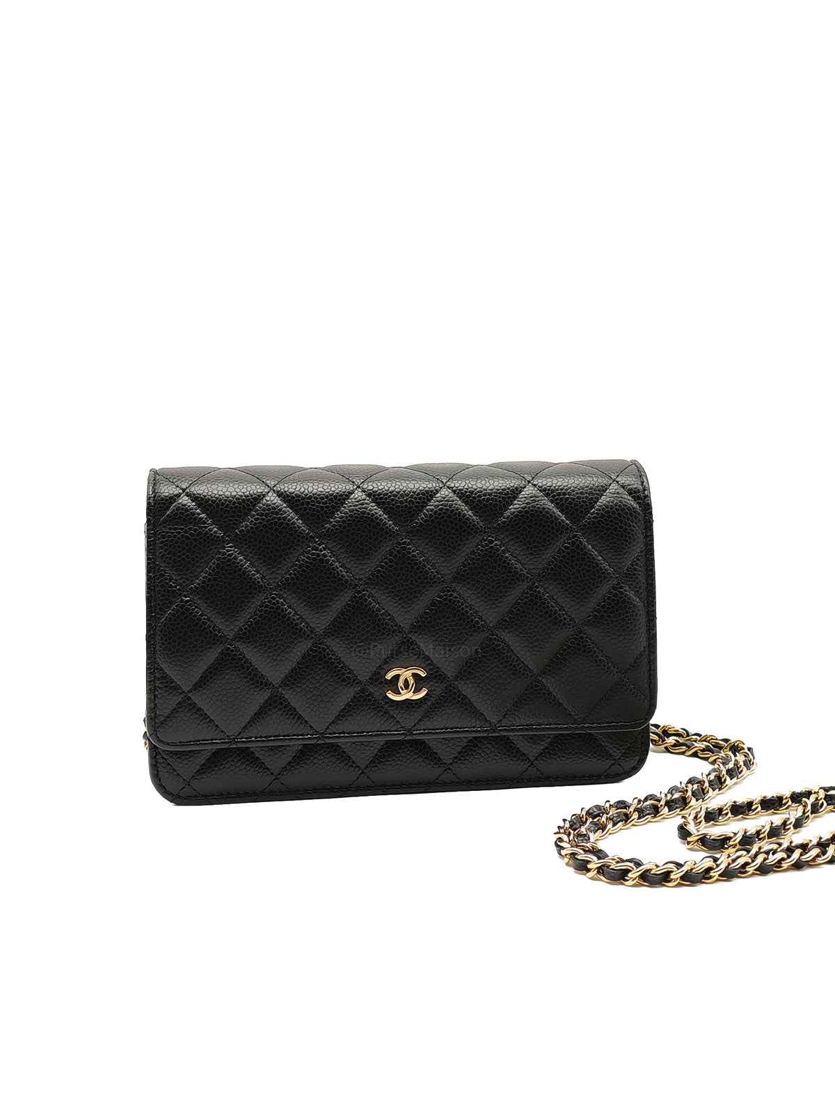 Chanel Wallet on Chain in Black Quilted Caviar Leather & Gold Hardware Microchip