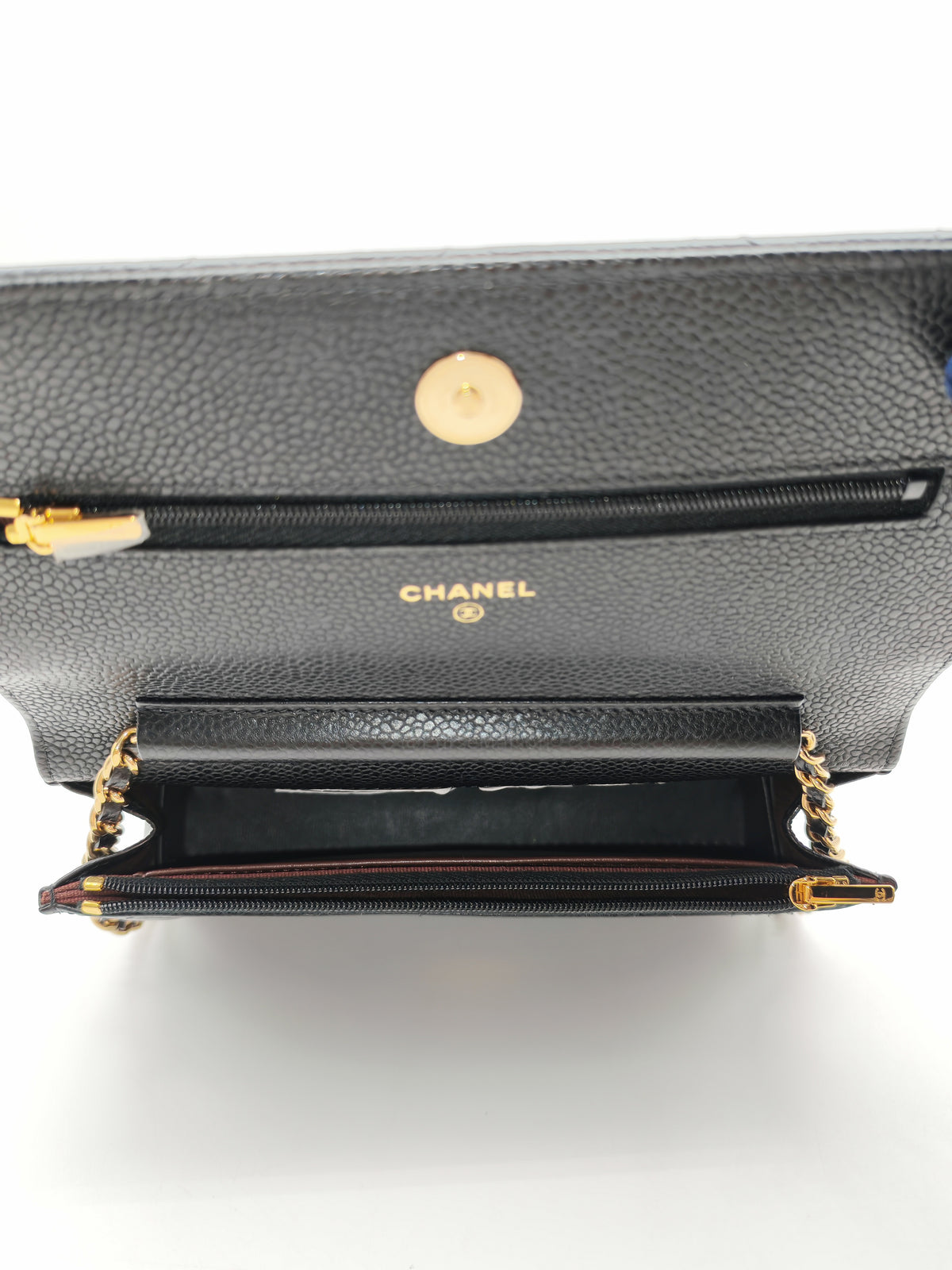 Chanel Wallet on Chain in Black Quilted Caviar Leather & Gold Hardware Microchip