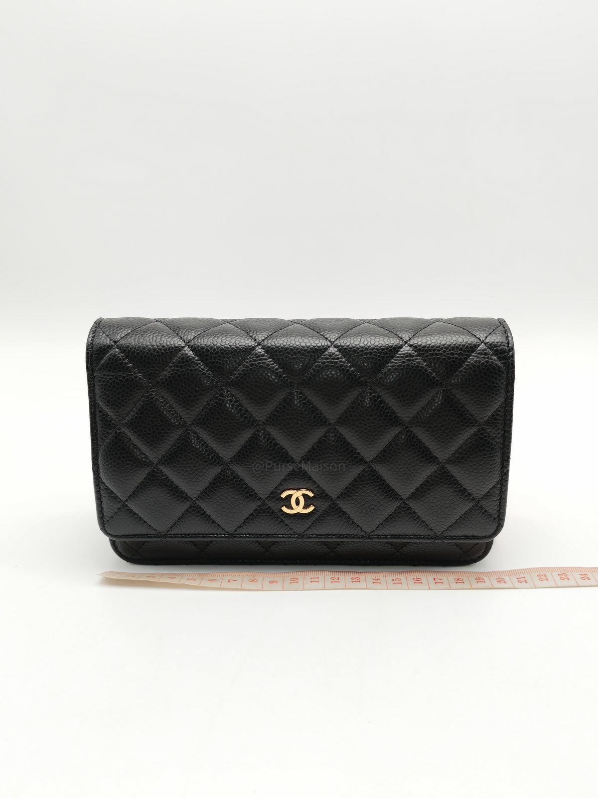 Chanel Wallet on Chain in Black Quilted Caviar Leather & Gold Hardware Microchip