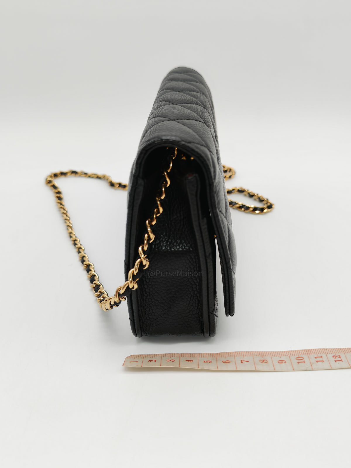 Chanel Wallet on Chain in Black Quilted Caviar Leather & Gold Hardware Microchip