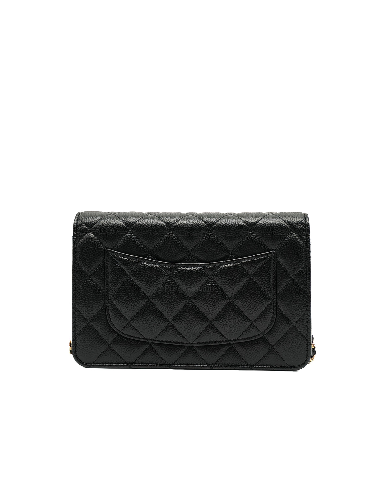 Chanel Wallet on Chain in Black Quilted Caviar Leather & Gold Hardware Microchip