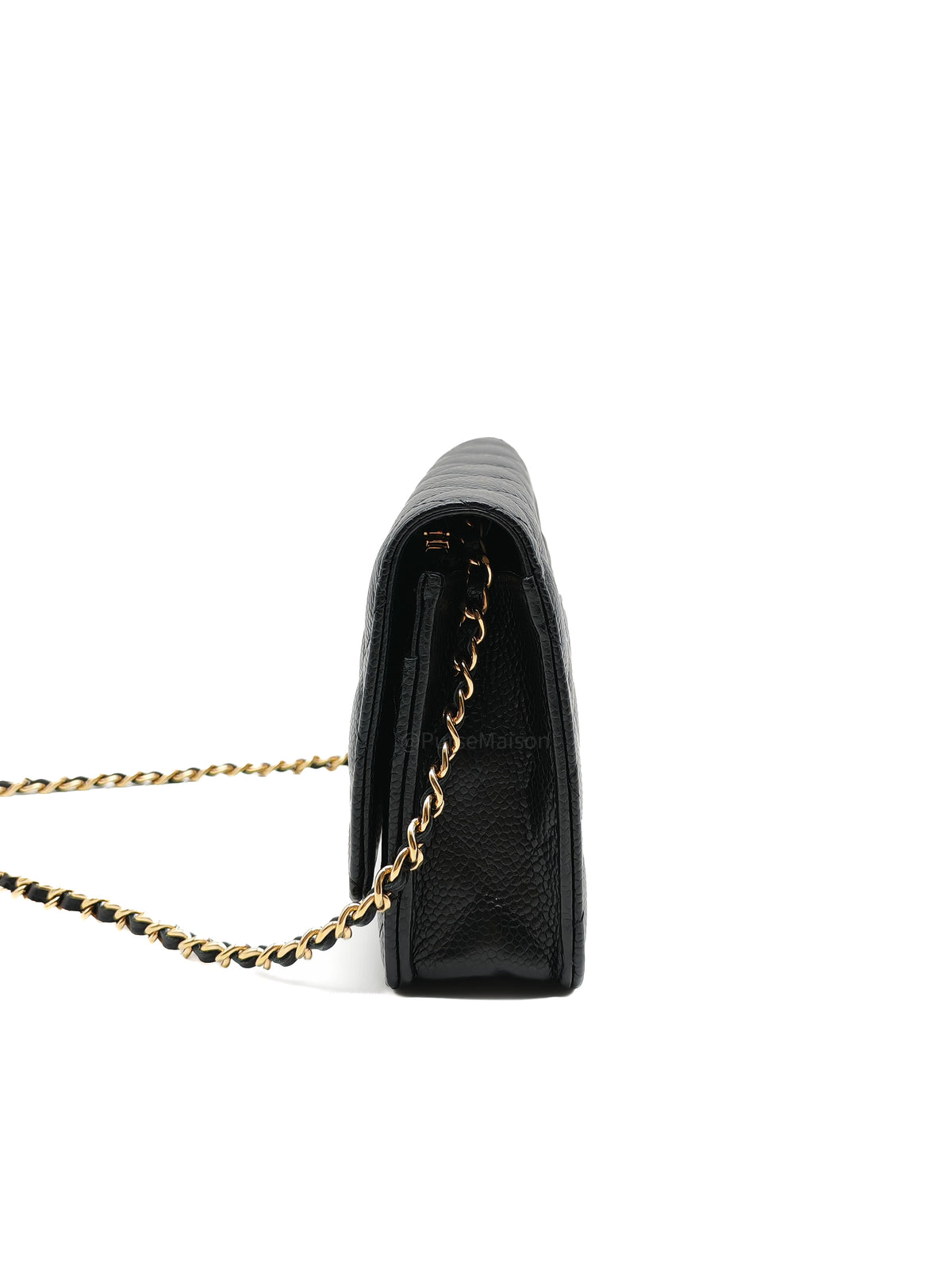 Chanel Wallet on Chain in Black Quilted Caviar Leather & Gold Hardware Microchip
