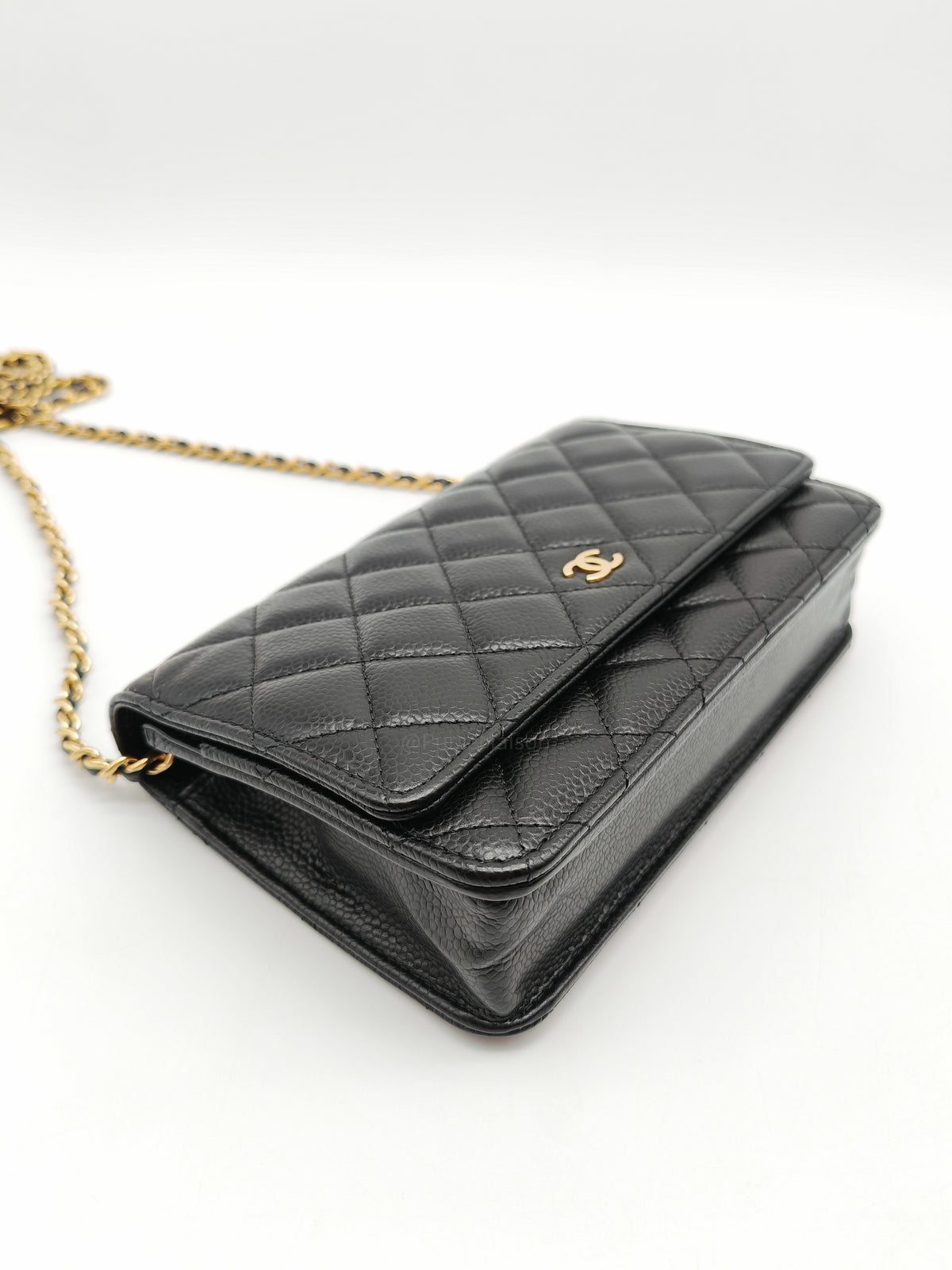 Chanel Wallet on Chain in Black Quilted Caviar Leather & Gold Hardware Microchip