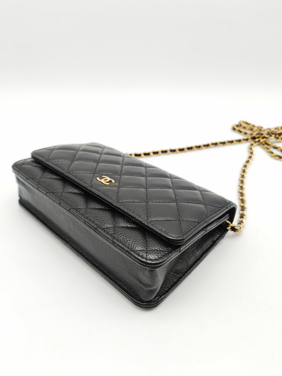 Chanel Wallet on Chain in Black Quilted Caviar Leather & Gold Hardware Microchip