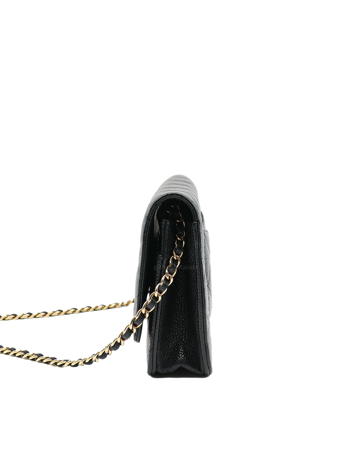 Chanel Classic Wallet on Chain (WOC) in Black Caviar Leather Gold Hardware Microchip (E8****4C)