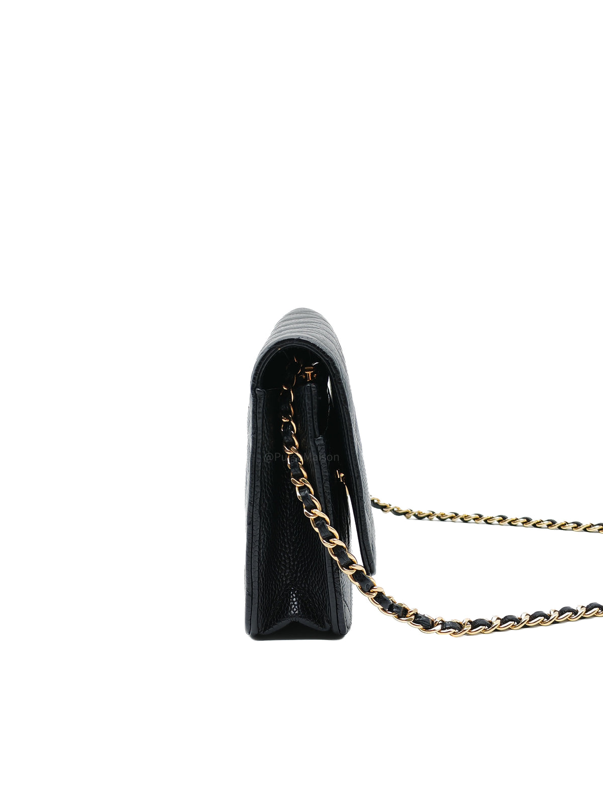 Chanel Classic Wallet on Chain (WOC) in Black Caviar Leather Gold Hardware Microchip (E8****4C)
