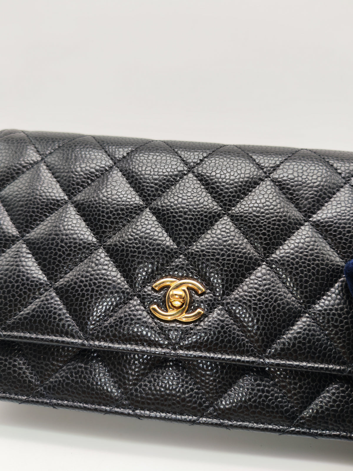 Chanel Turn Lock Wallet on Chain (WOC) in Black Caviar Leather Gold Hardware Microchip (AE****E4)
