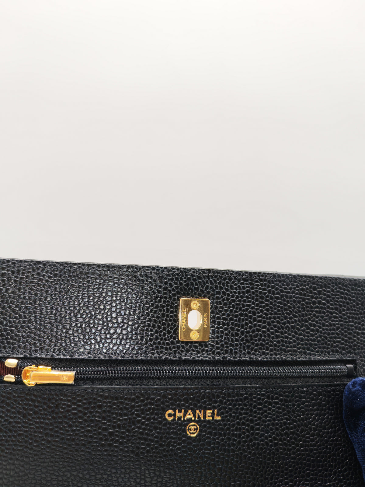 Chanel Turn Lock Wallet on Chain (WOC) in Black Caviar Leather Gold Hardware Microchip (AE****E4)