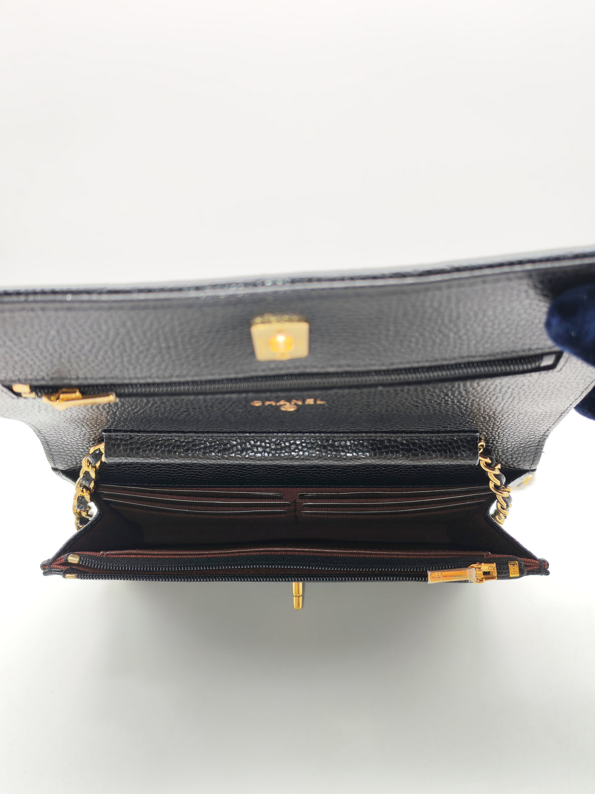 Chanel Turn Lock Wallet on Chain (WOC) in Black Caviar Leather Gold Hardware Microchip (AE****E4)