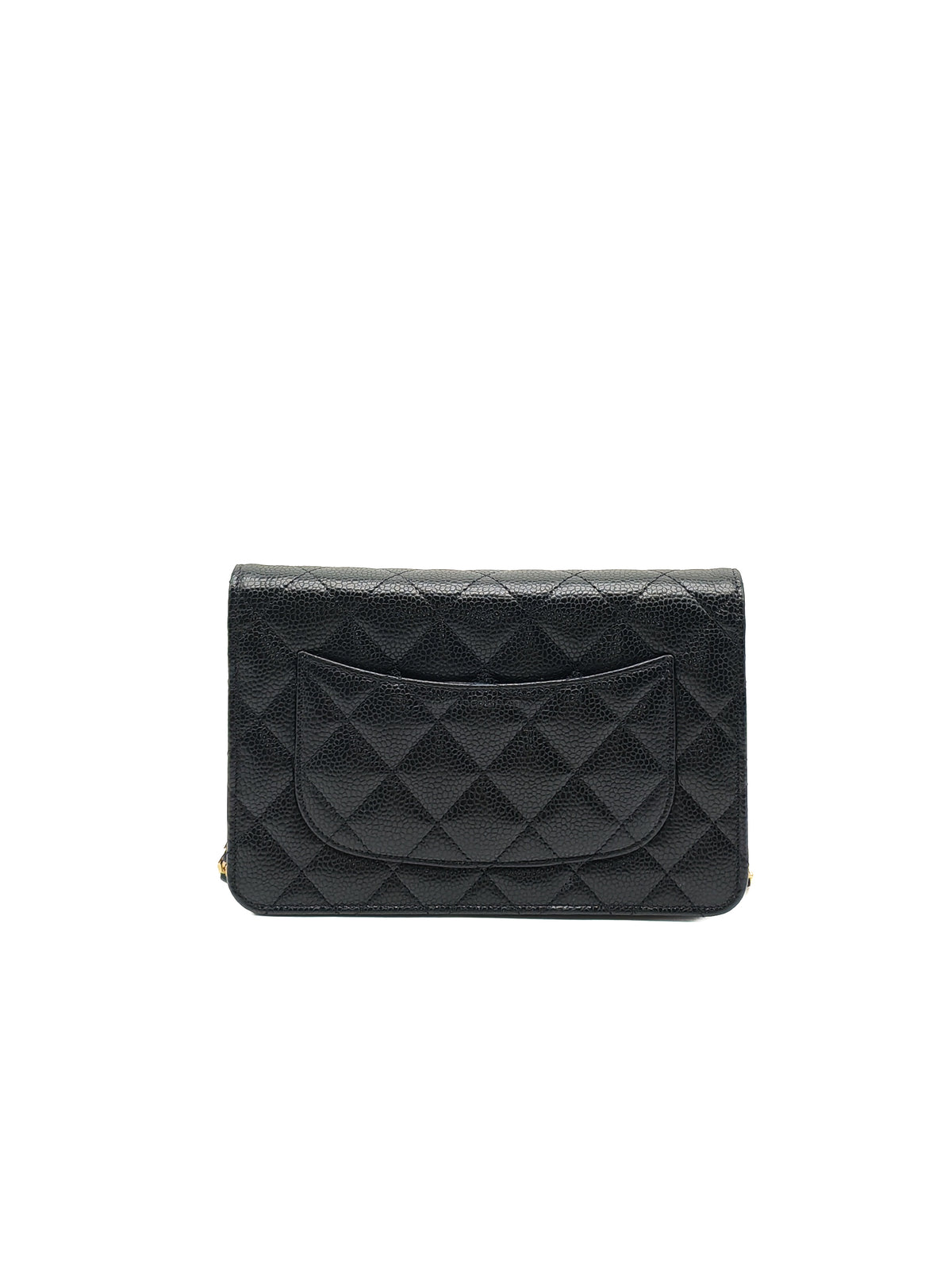 Chanel Turn Lock Wallet on Chain (WOC) in Black Caviar Leather Gold Hardware Microchip (AE****E4)