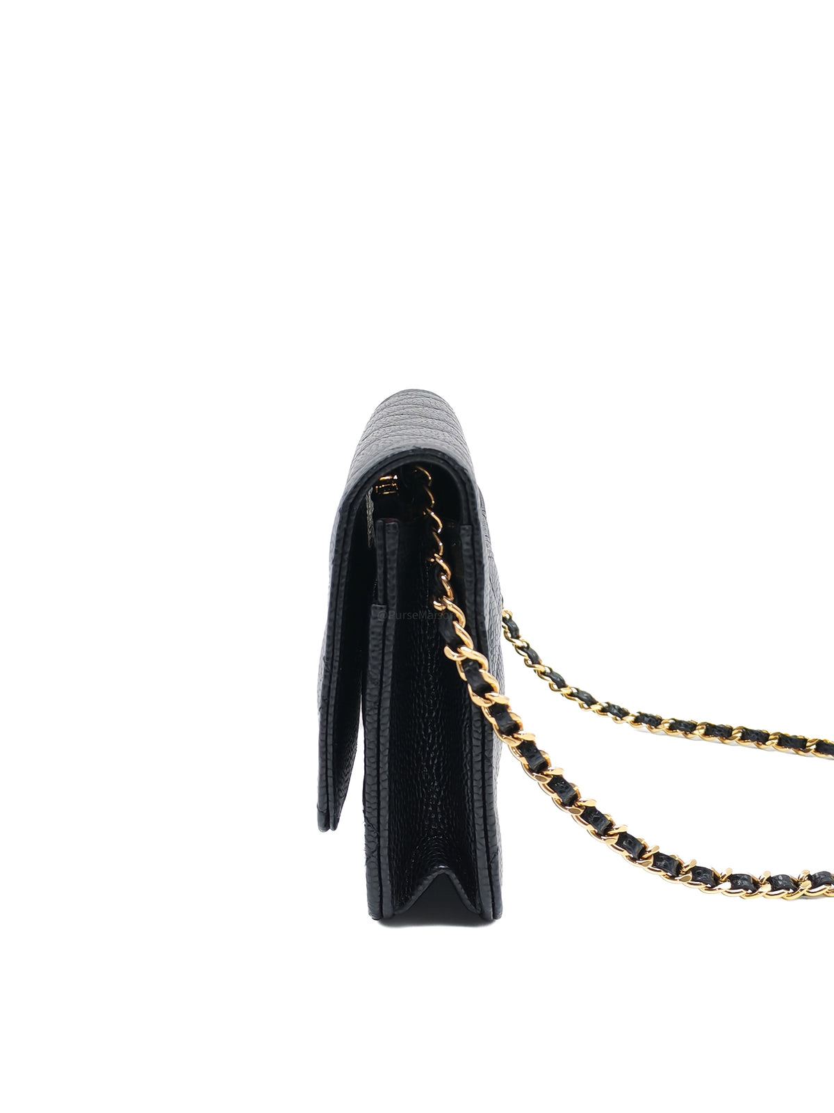 Chanel Turn Lock Wallet on Chain (WOC) in Black Caviar Leather Gold Hardware Microchip (AE****E4)