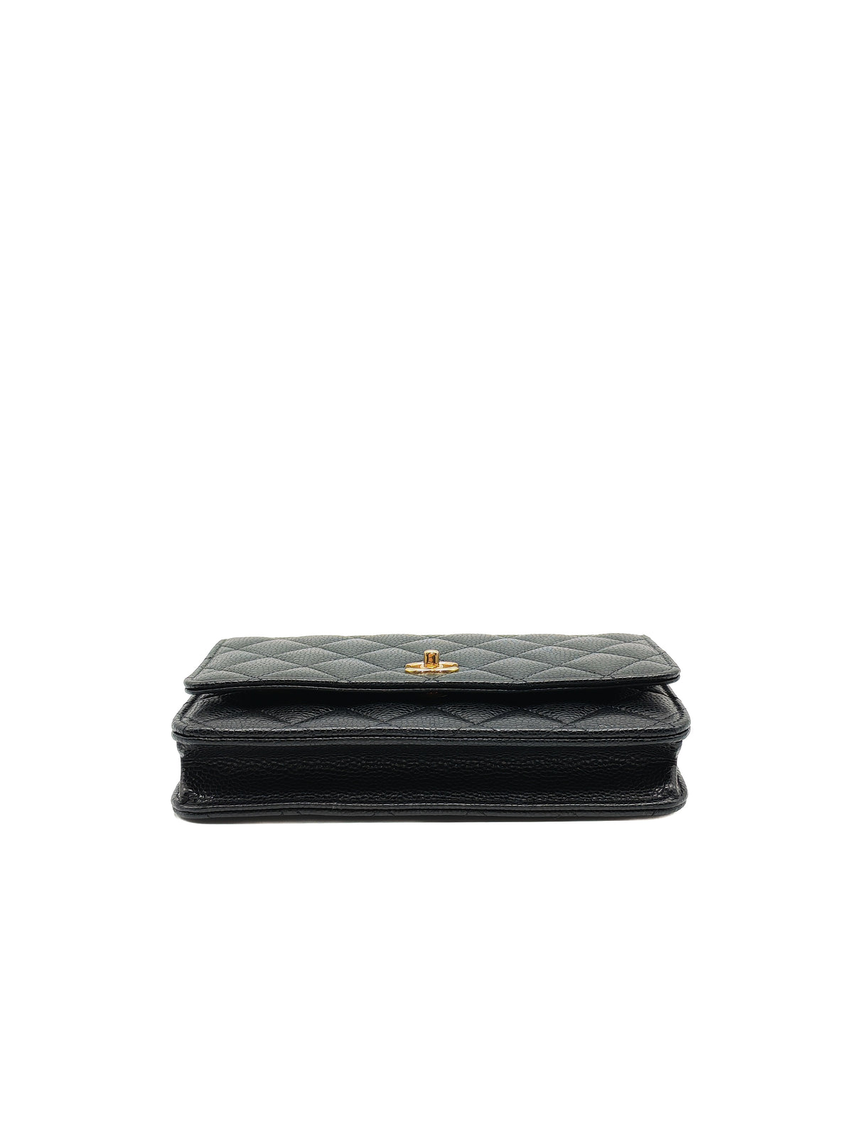 Chanel Turn Lock Wallet on Chain (WOC) in Black Caviar Leather Gold Hardware Microchip (AE****E4)