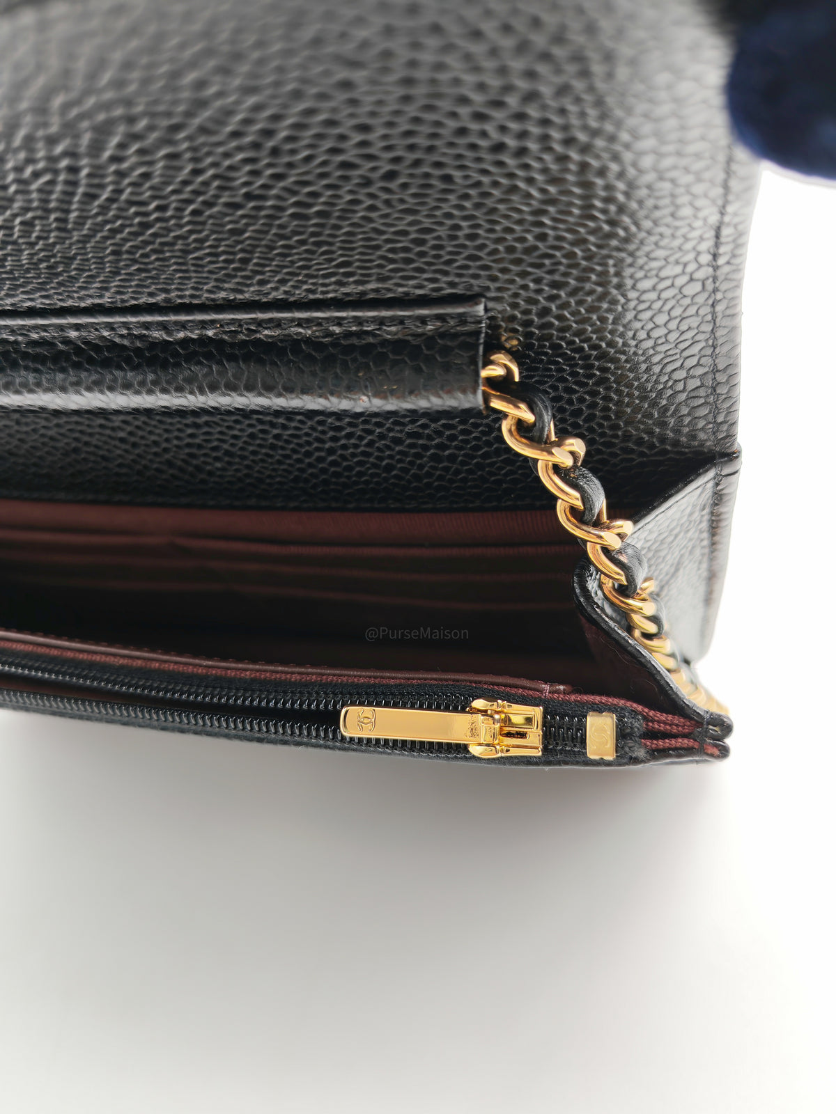 Chanel Wallet on Chain (WOC) in Black Quilted Caviar Leather & Gold Hardware Microchip