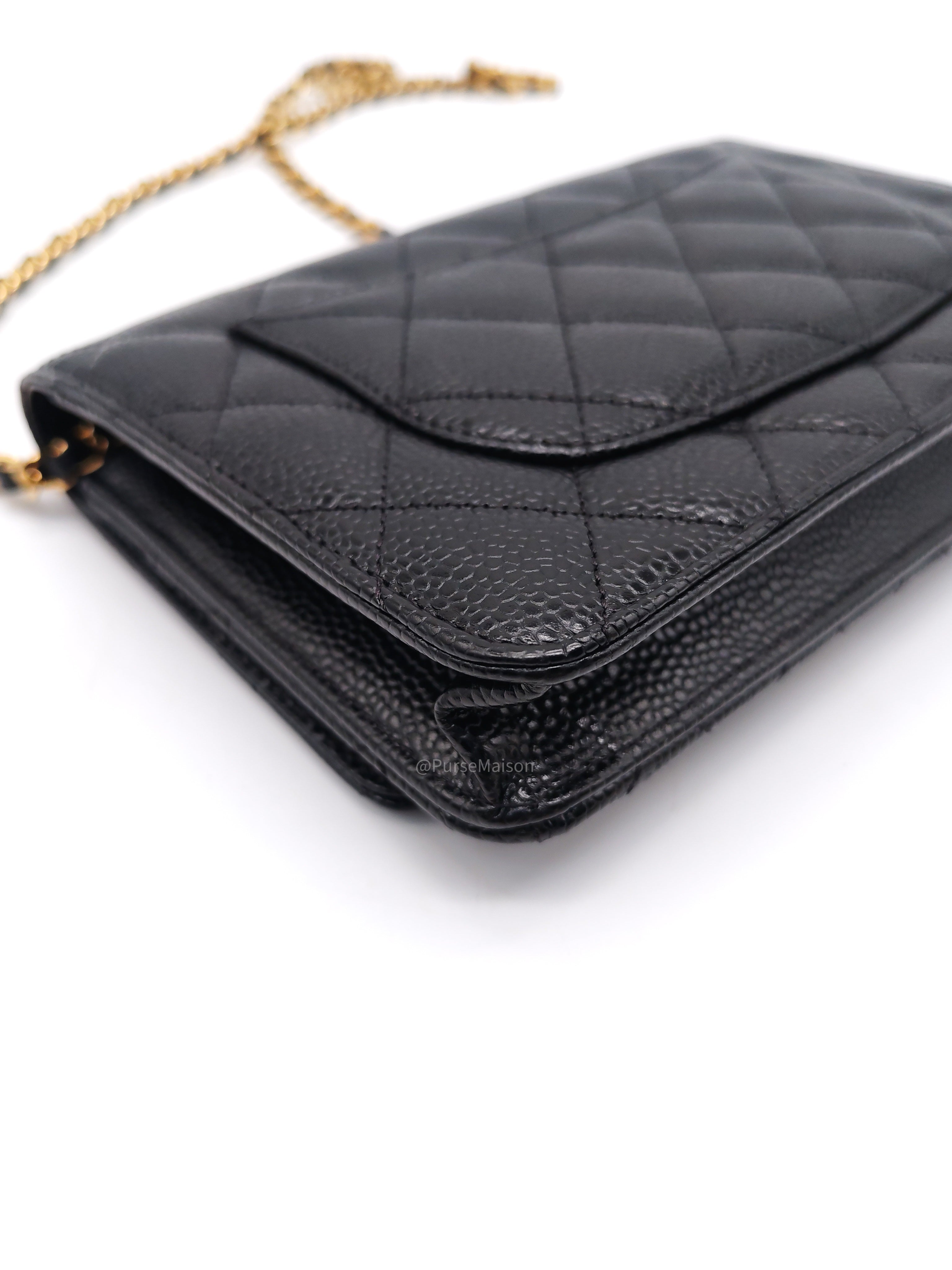 Chanel Wallet on Chain (WOC) in Black Caviar Leather Gold Hardware Microchip (NA****N3)