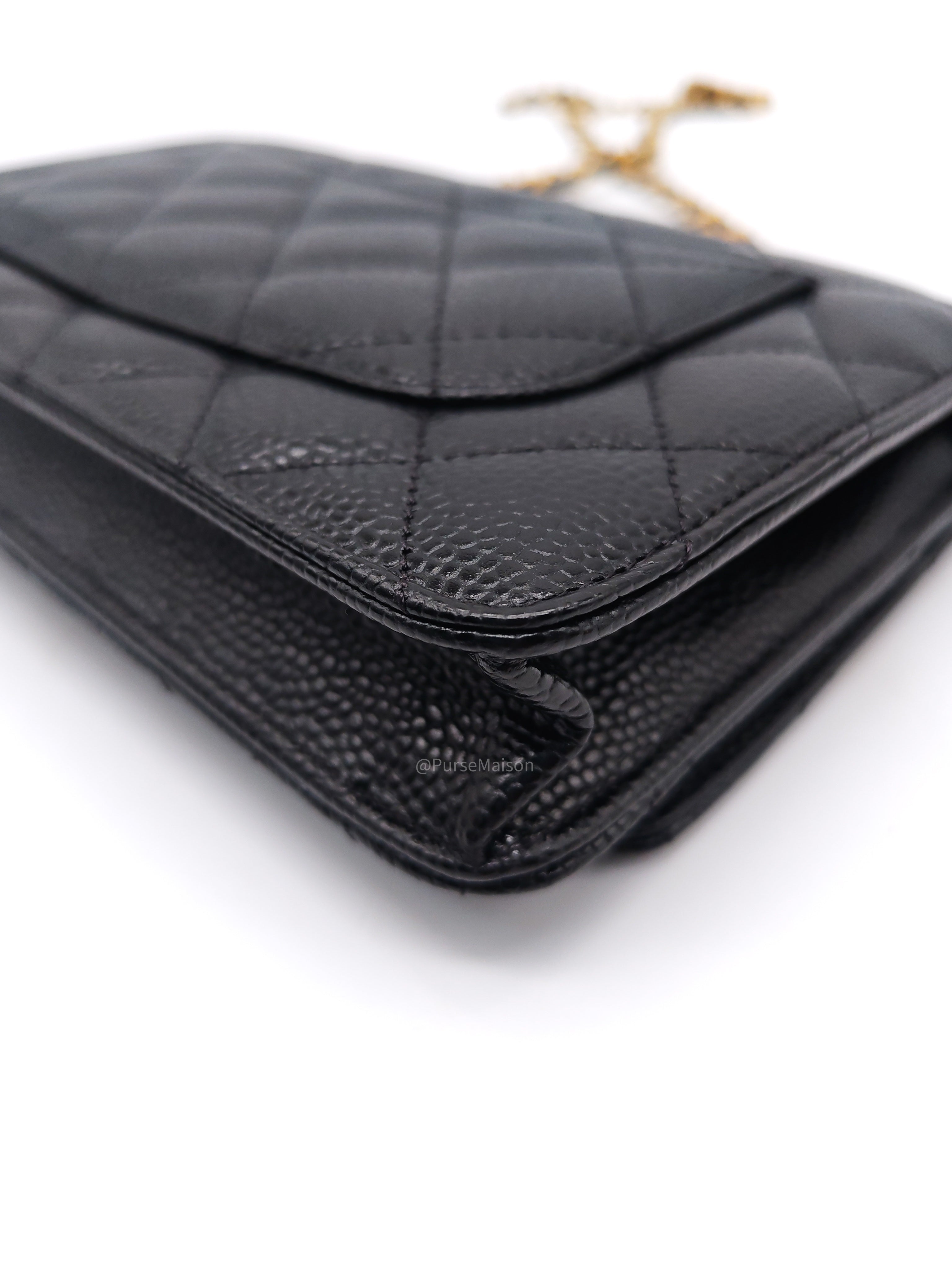 Chanel Wallet on Chain (WOC) in Black Caviar Leather Gold Hardware Microchip (NA****N3)