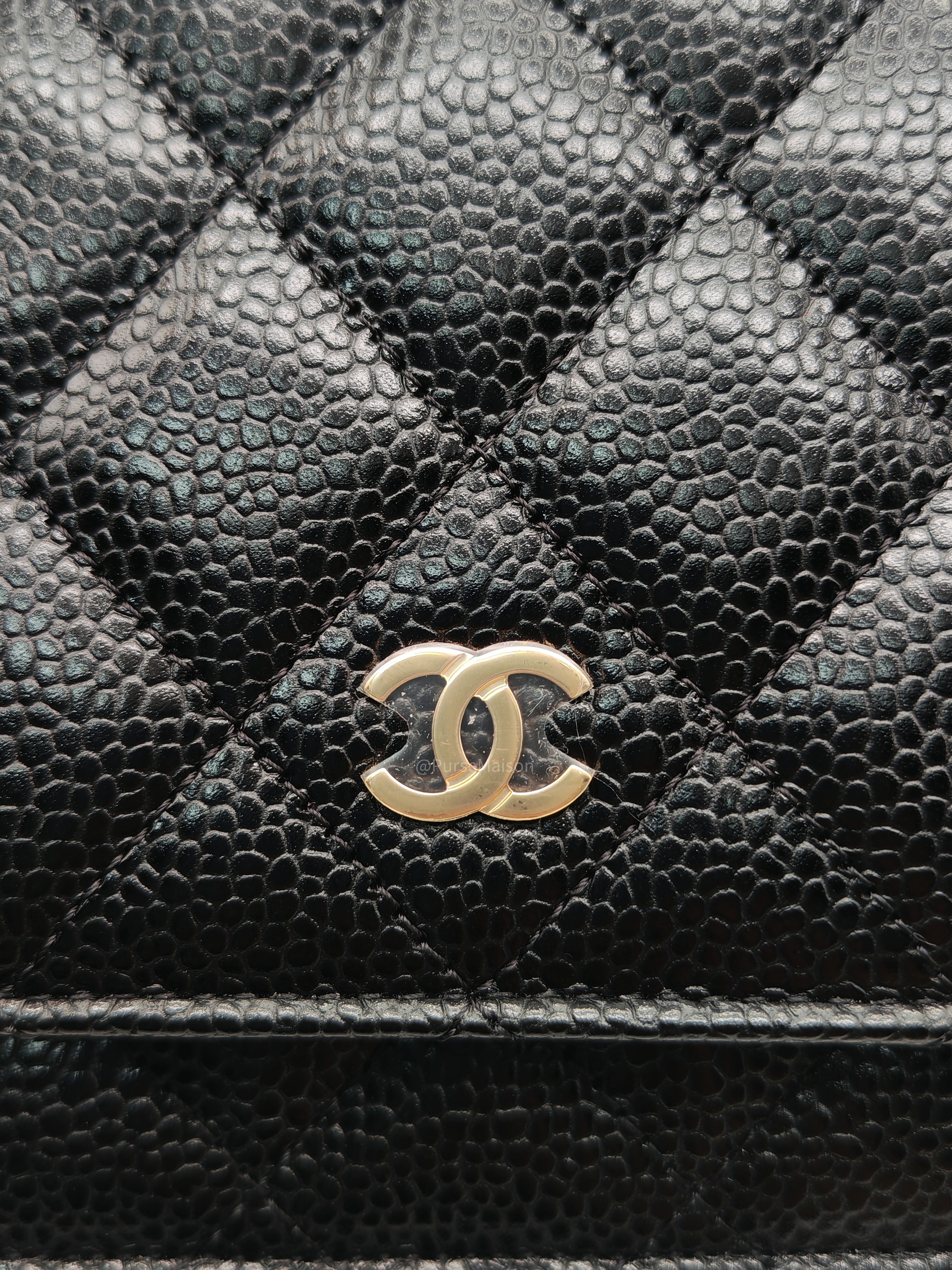 Chanel Wallet on Chain (WOC) in Black Caviar Leather Gold Hardware Microchip (NA****N3)