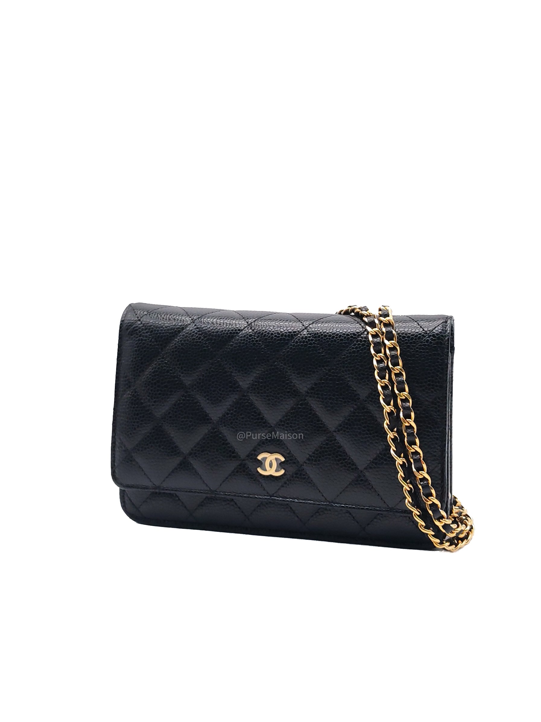 Chanel Wallet on Chain (WOC) in Black Caviar Leather Gold Hardware Microchip (NA****N3)