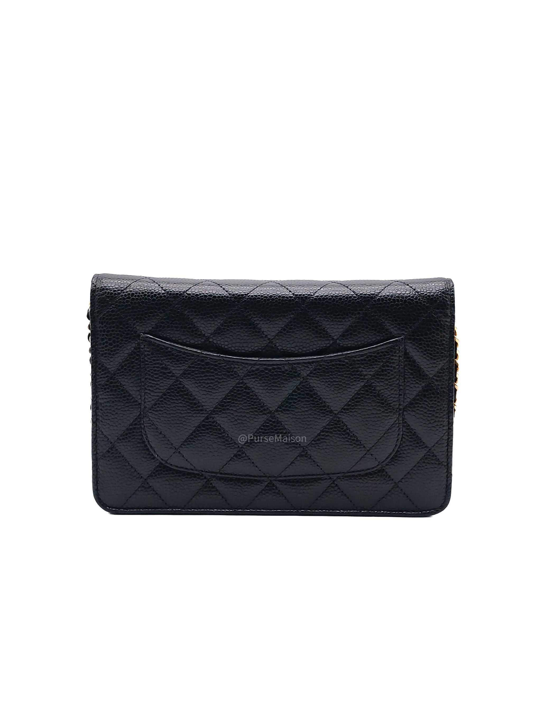 Chanel Wallet on Chain (WOC) in Black Caviar Leather Gold Hardware Microchip (NA****N3)