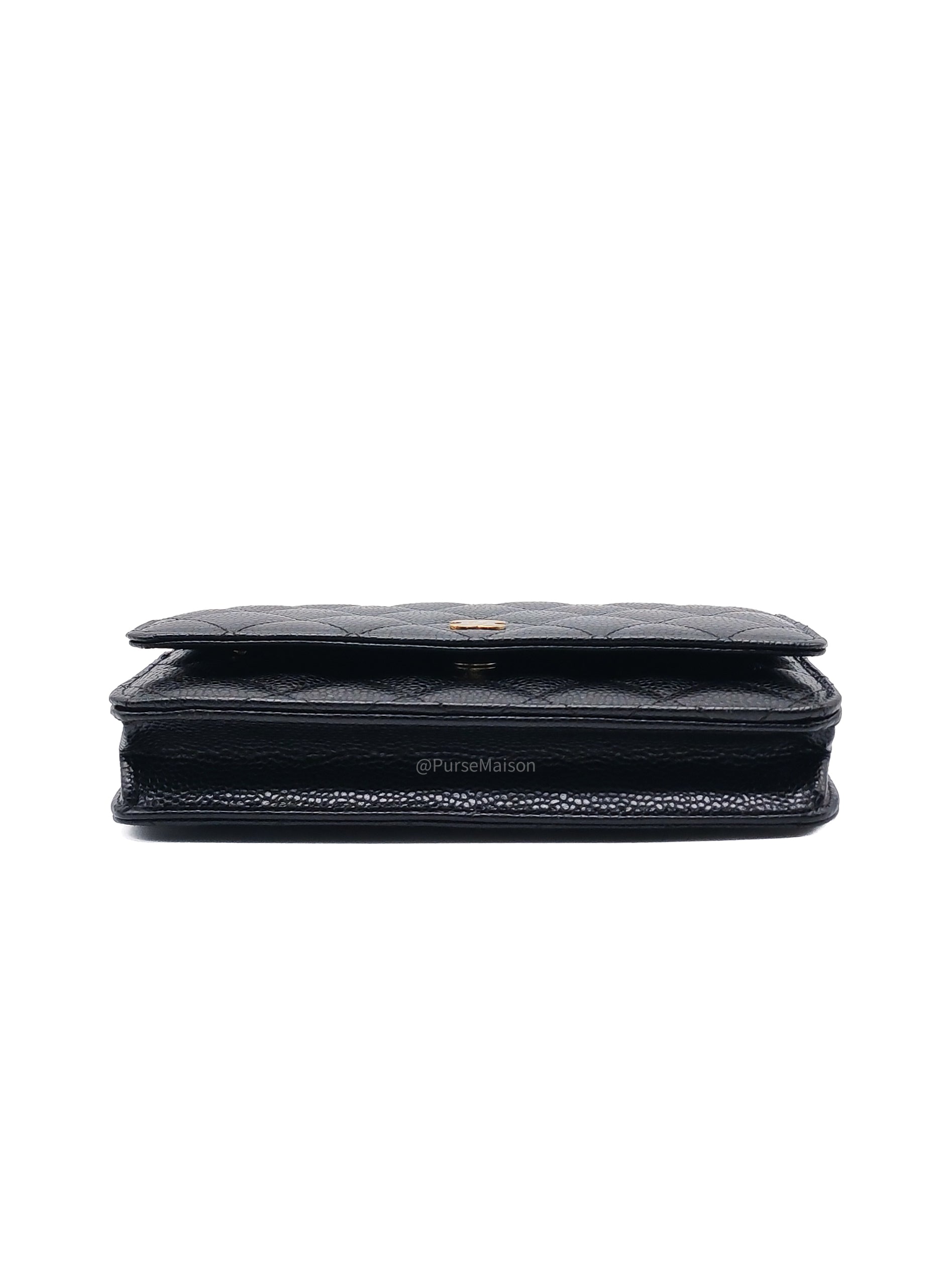 Chanel Wallet on Chain (WOC) in Black Caviar Leather Gold Hardware Microchip (NA****N3)