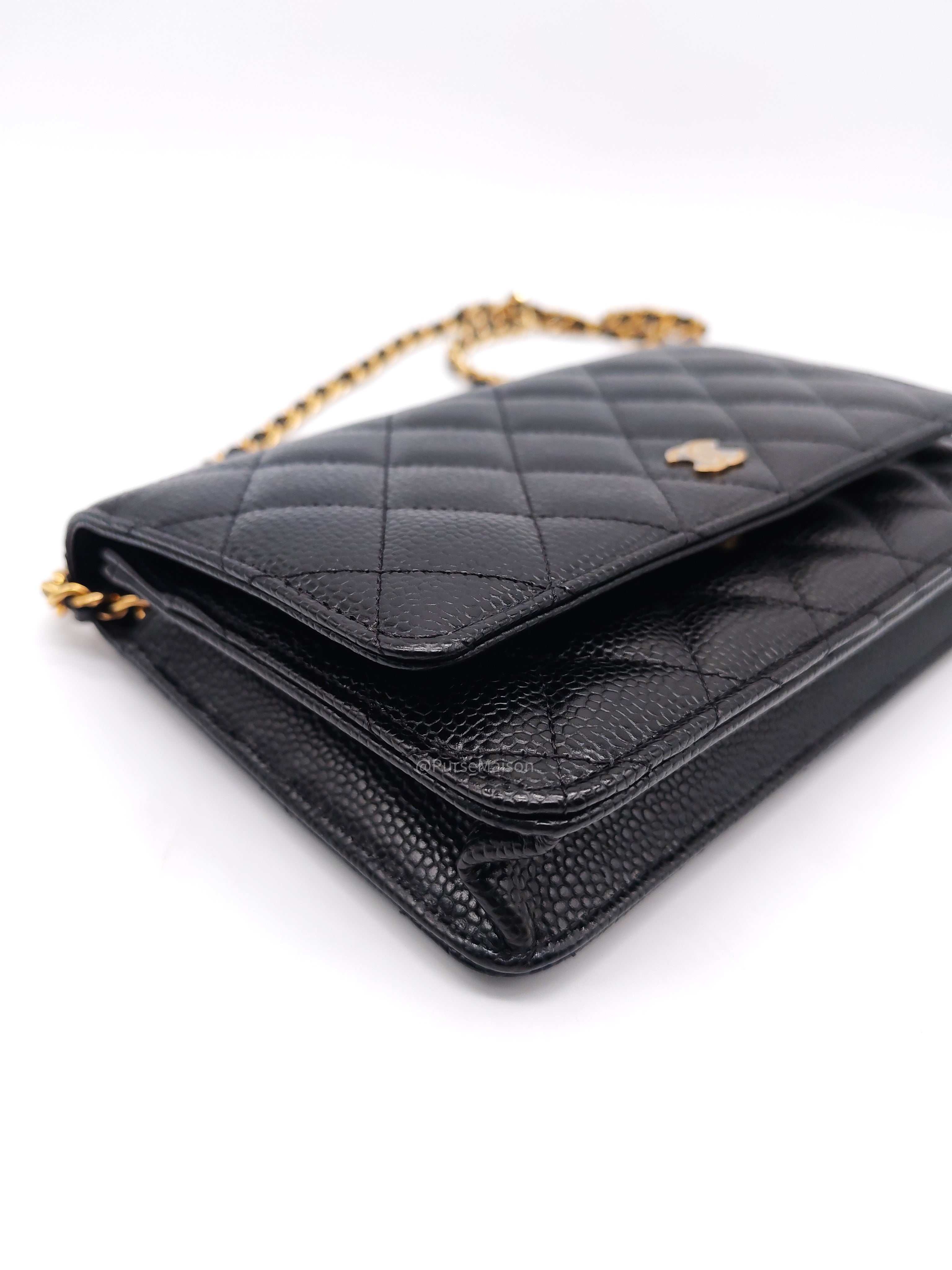 Chanel Wallet on Chain (WOC) in Black Caviar Leather Gold Hardware Microchip (NA****N3)