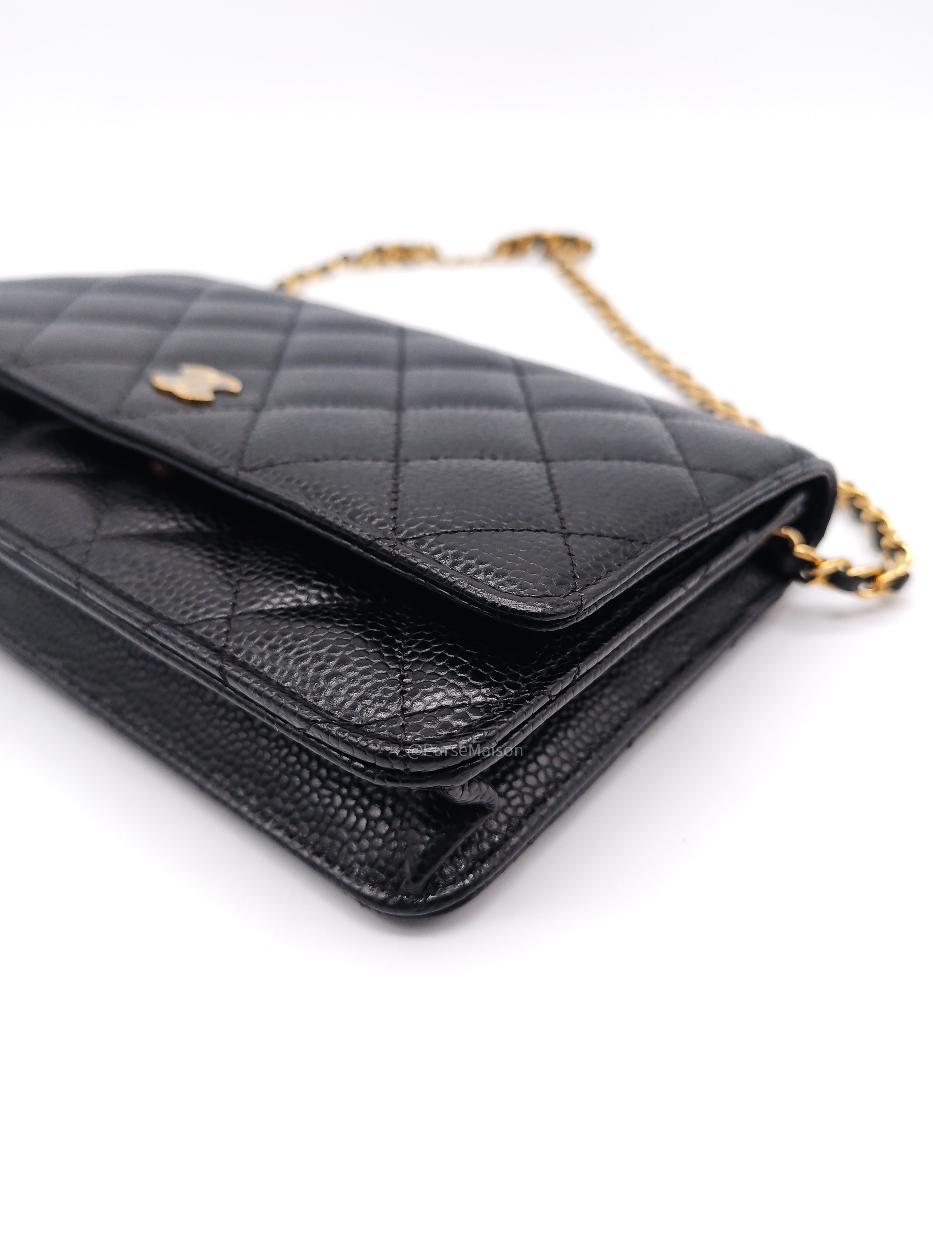 Chanel Wallet on Chain (WOC) in Black Caviar Leather Gold Hardware Microchip (NA****N3)