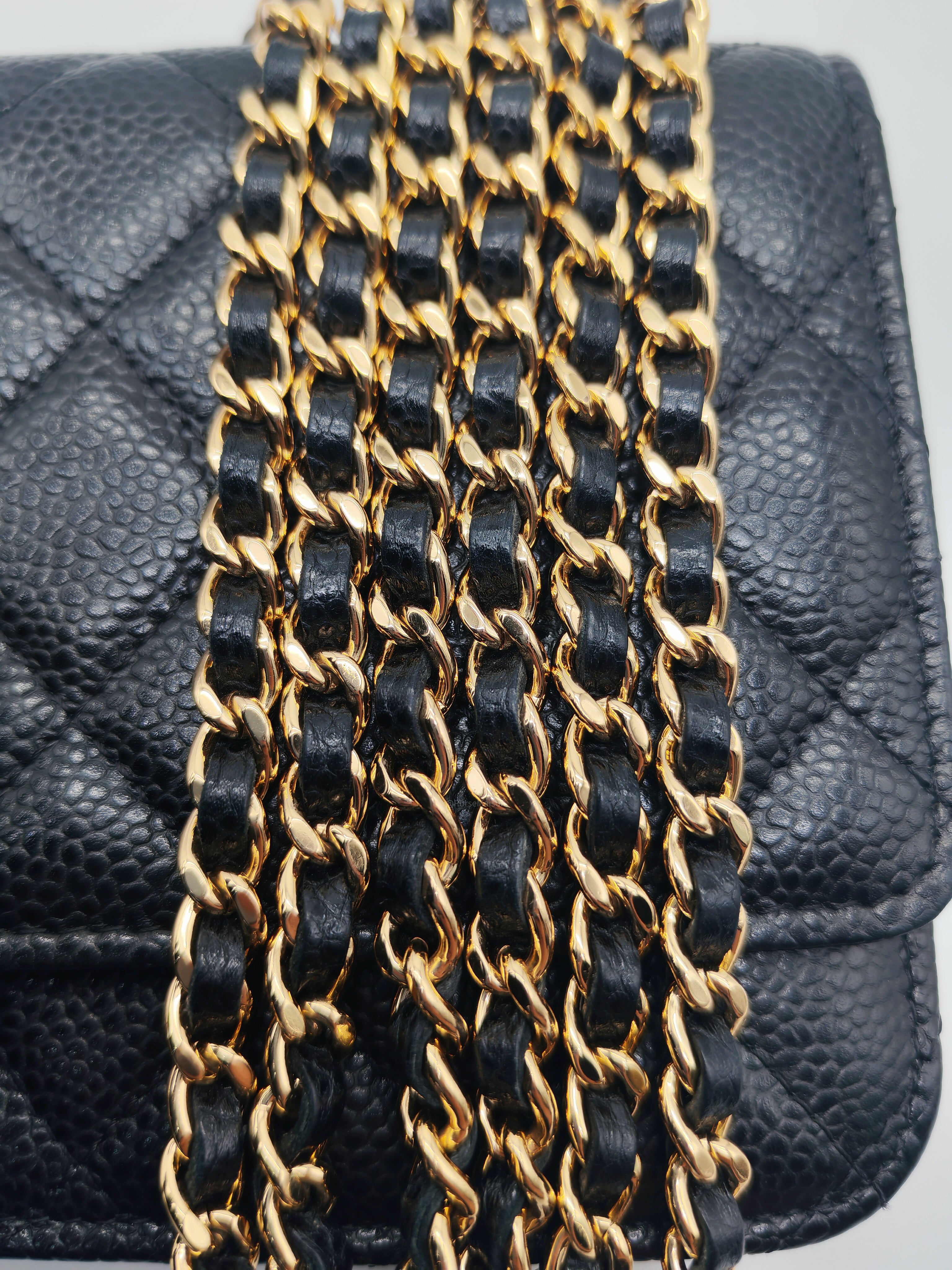 Chanel Classic Wallet on Chain (WOC) in Black Caviar Leather Gold Hardware Microchip (X1***CC)