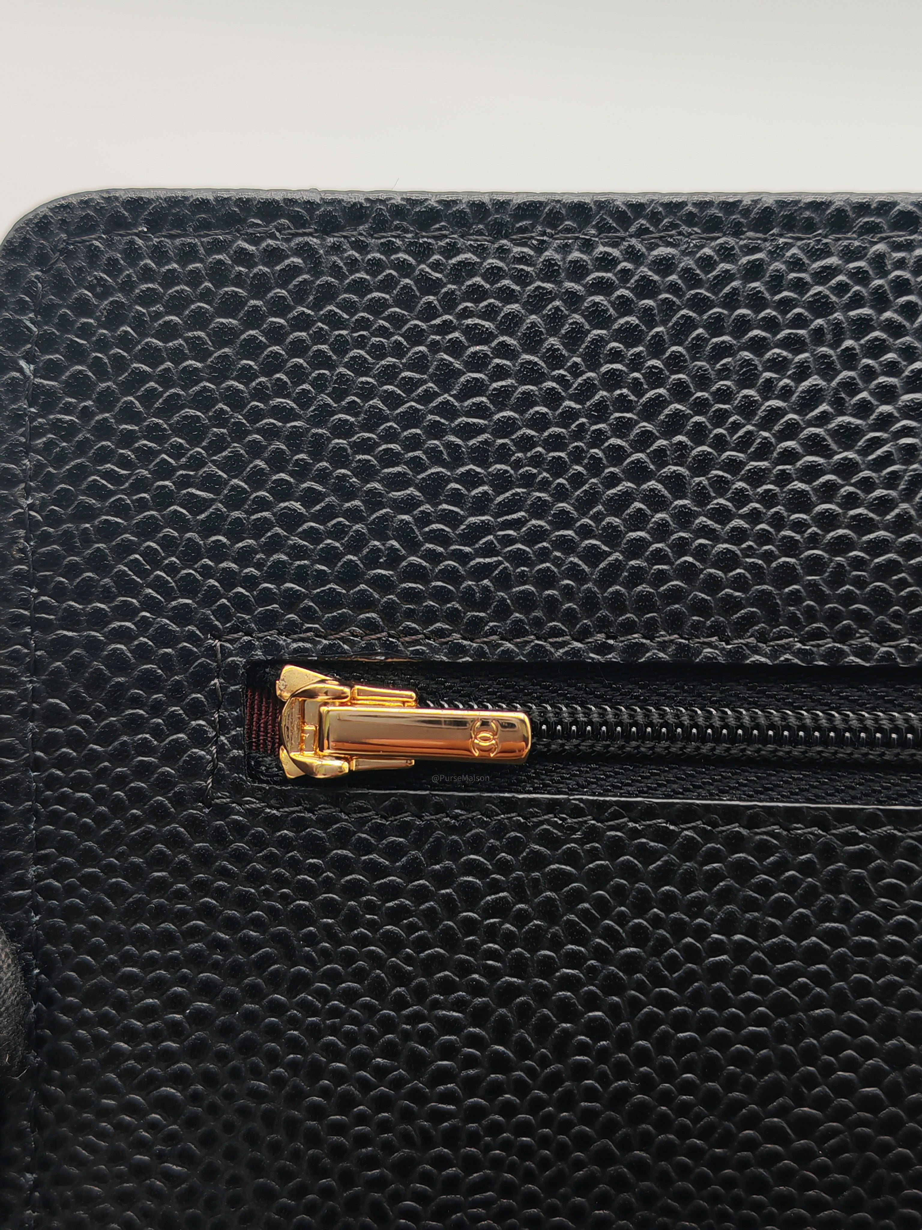 Chanel Classic Wallet on Chain (WOC) in Black Caviar Leather Gold Hardware Microchip (X1***CC)