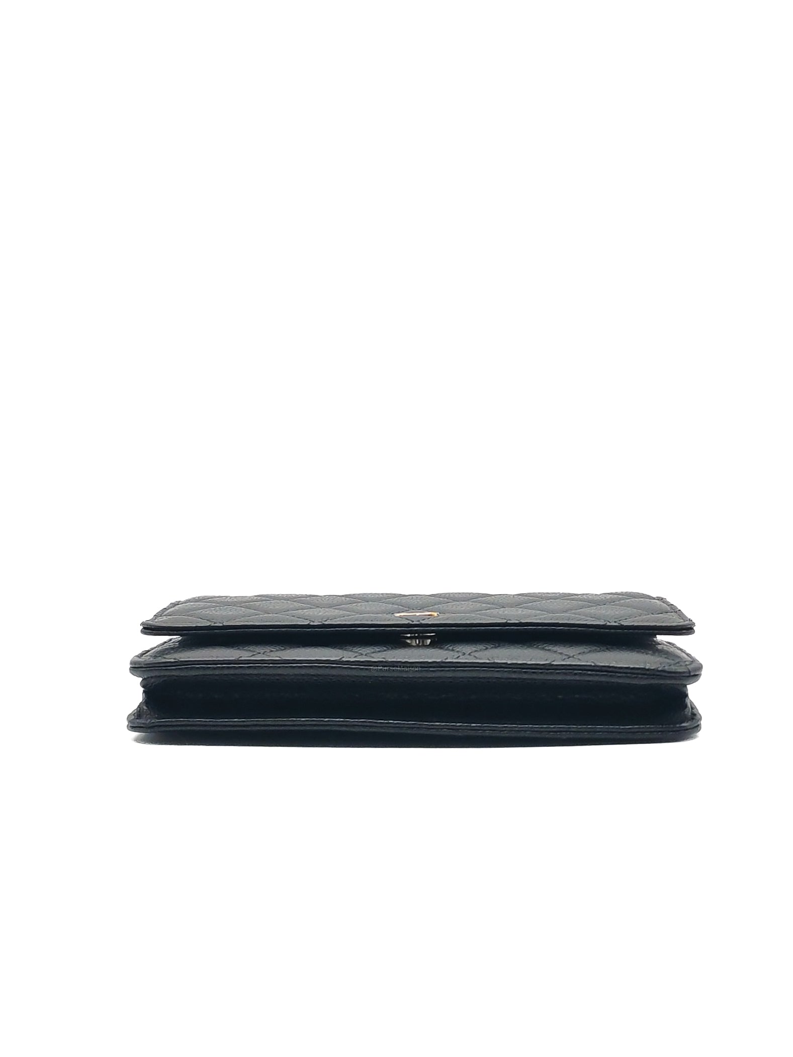 Chanel Classic Wallet on Chain (WOC) in Black Caviar Leather Gold Hardware Microchip (X1***CC)