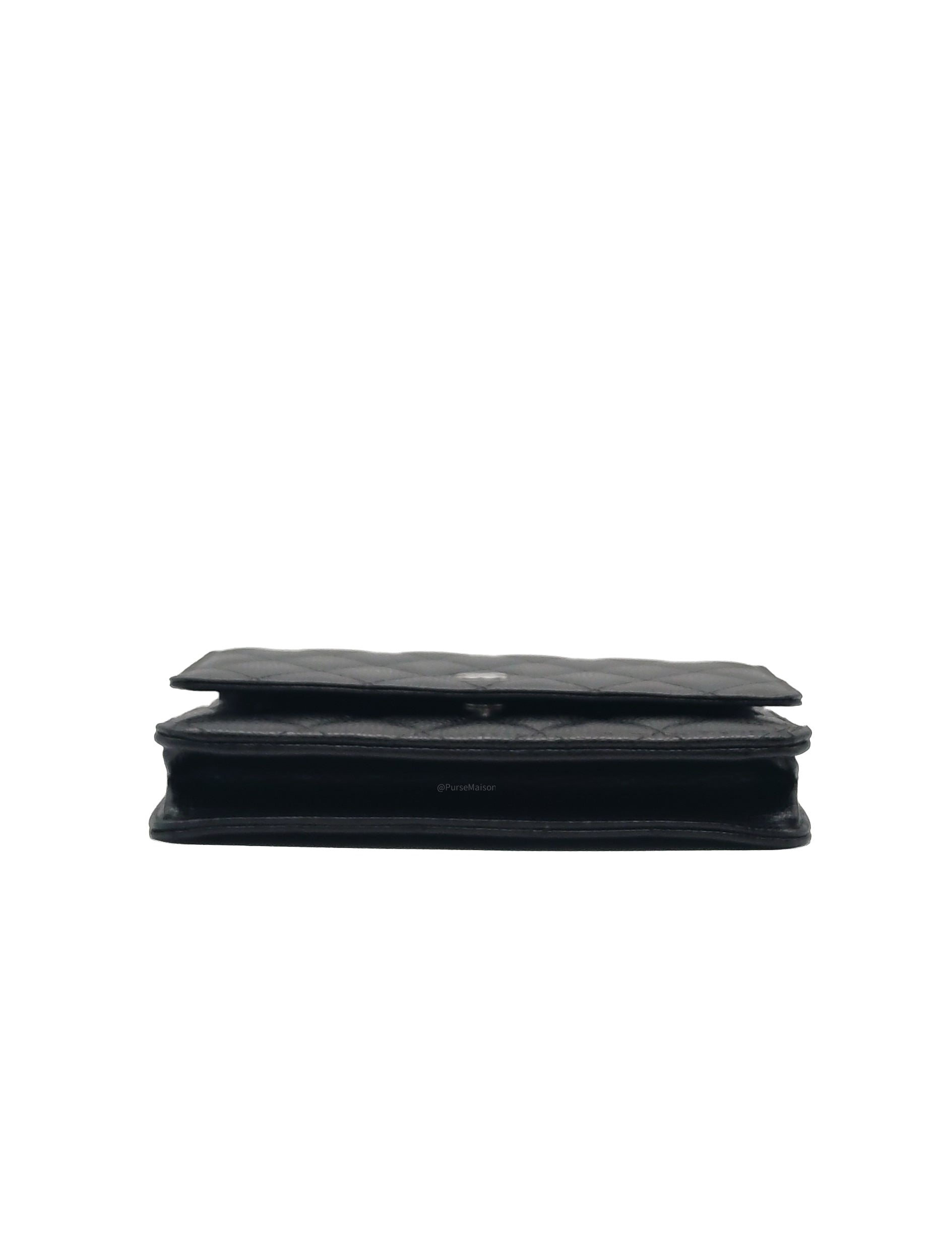 Chanel Wallet on Chain (WOC) in Black Caviar Leather and Silver Hardware Microchip (HC****E0)