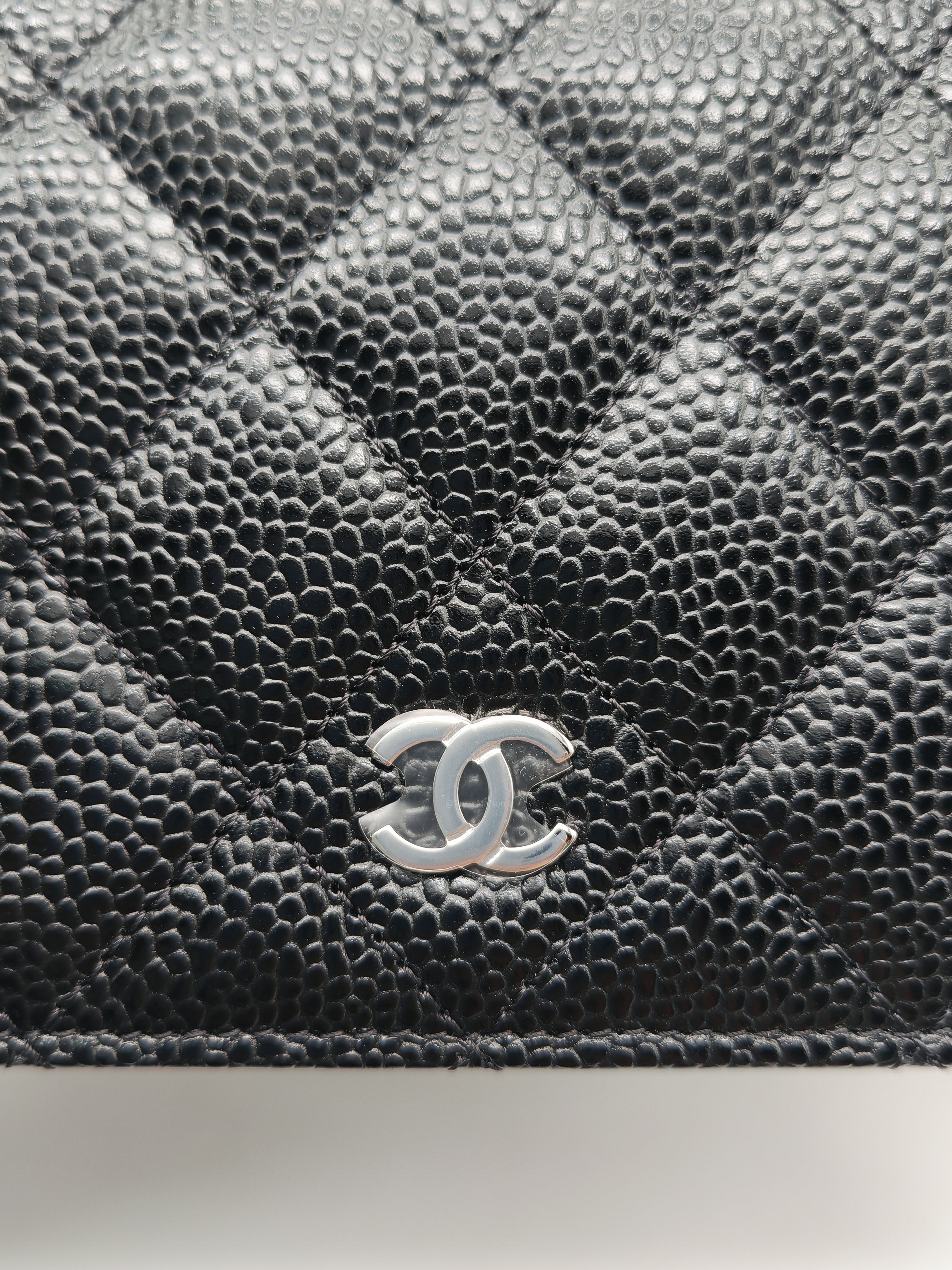 Chanel Wallet on Chain (WOC) in Black Caviar Leather and Silver Hardware Microchip (HC****E0)