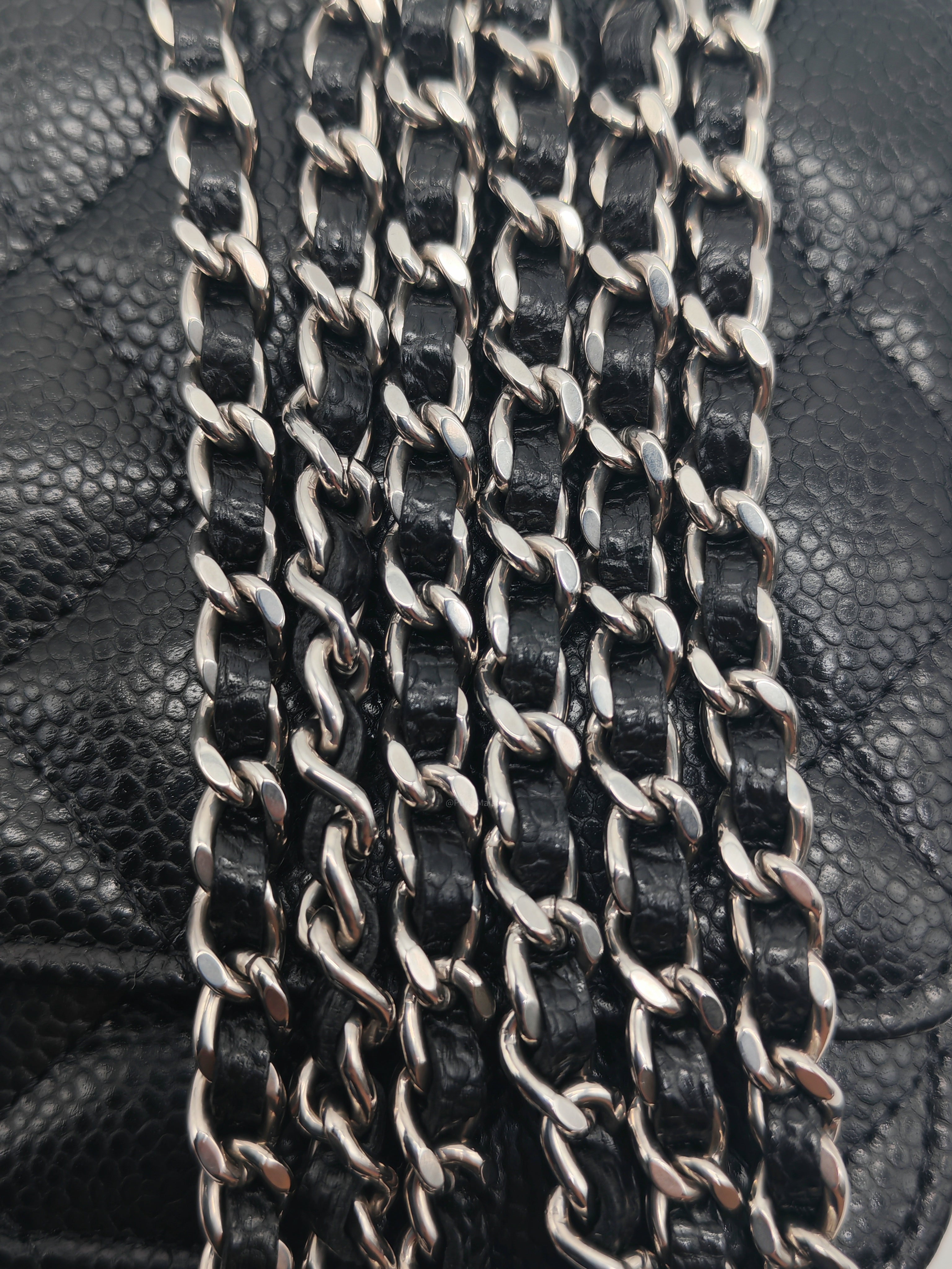 Chanel Classic Wallet on Chain (WOC) in Black Caviar Leather Silver Hardware Microchip (HJ****5J)