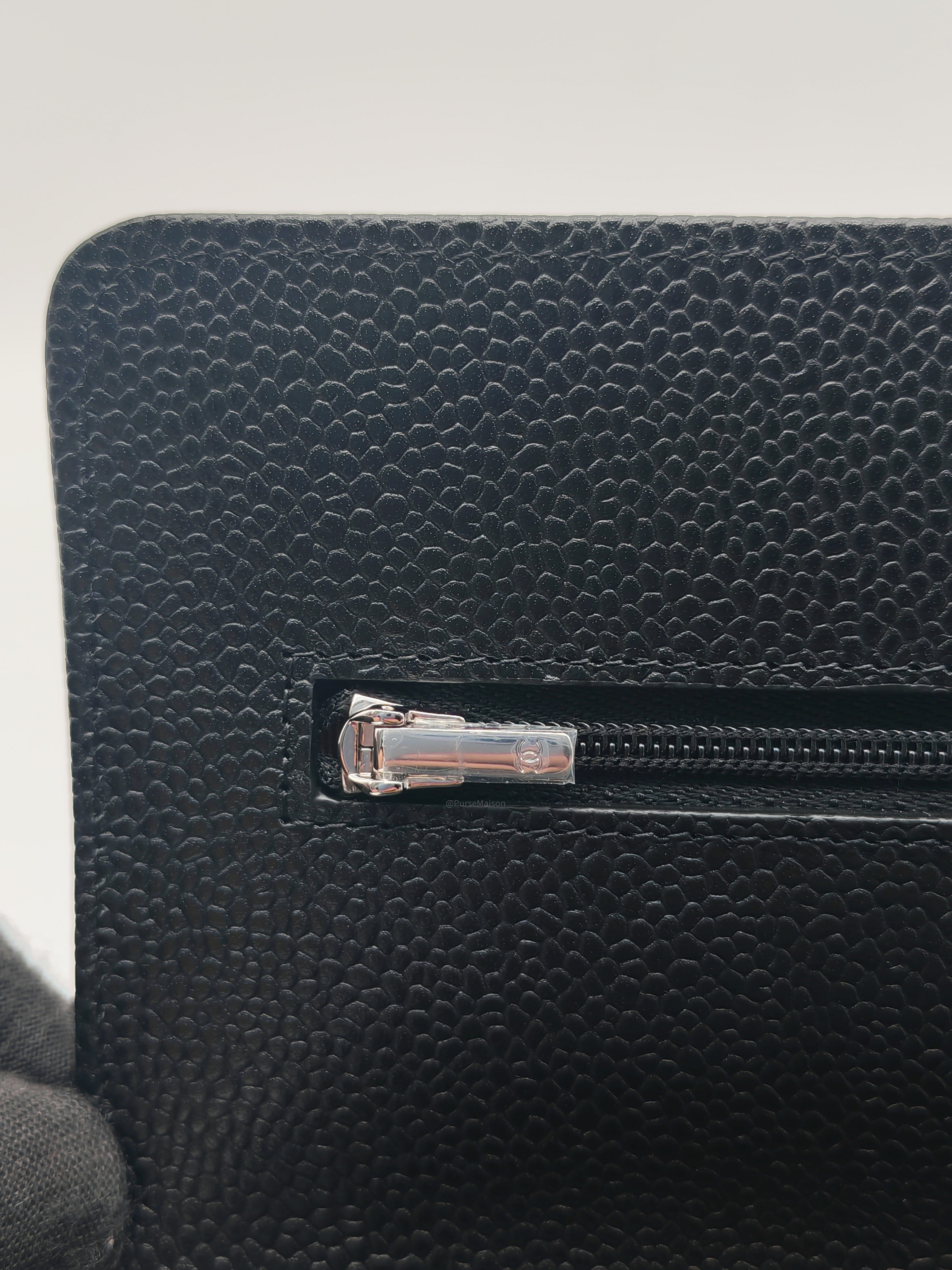 Chanel Classic Wallet on Chain (WOC) in Black Caviar Leather Silver Hardware Microchip (HJ****5J)