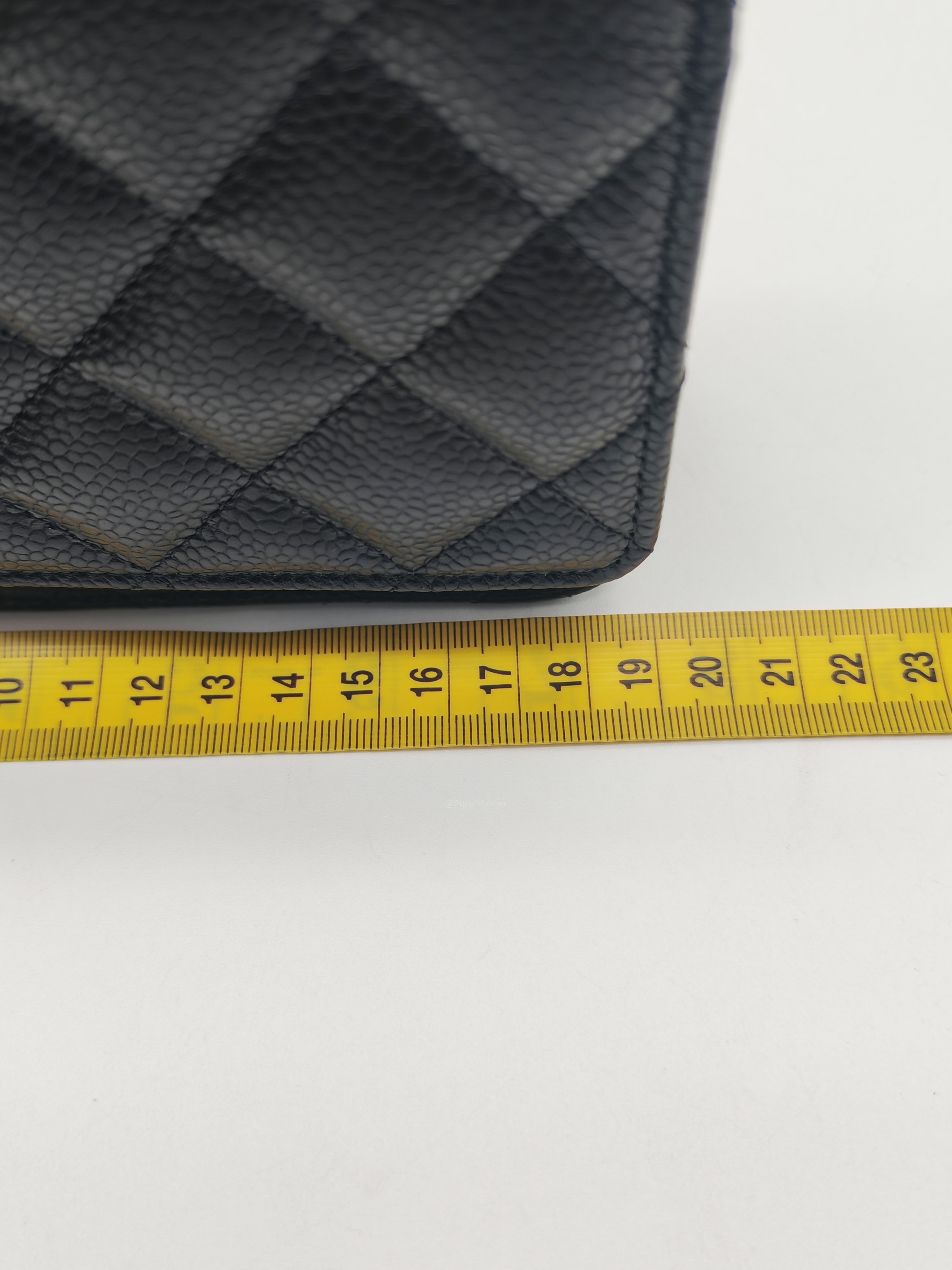 Chanel Classic Wallet on Chain (WOC) in Black Caviar Leather Silver Hardware Microchip (HJ****5J)