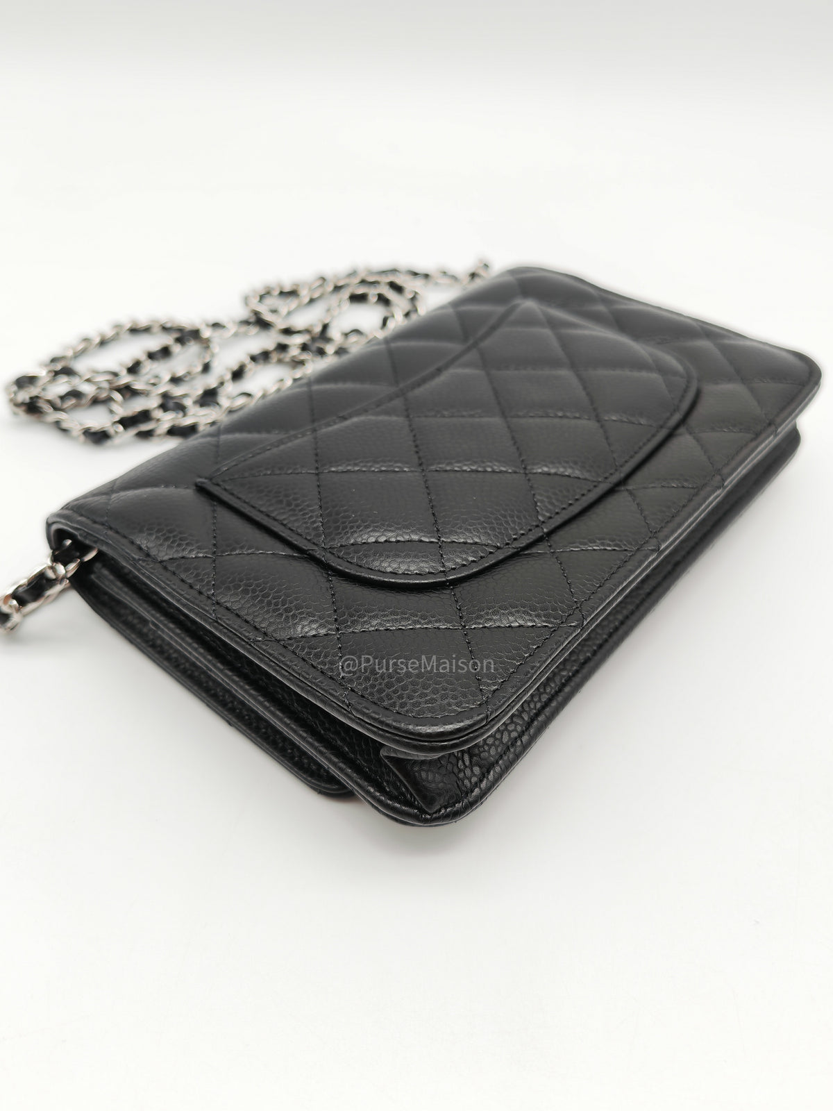 Chanel Wallet on Chain (WOC) in Black Caviar Leather Silver Hardware Microchip (X9****PL)