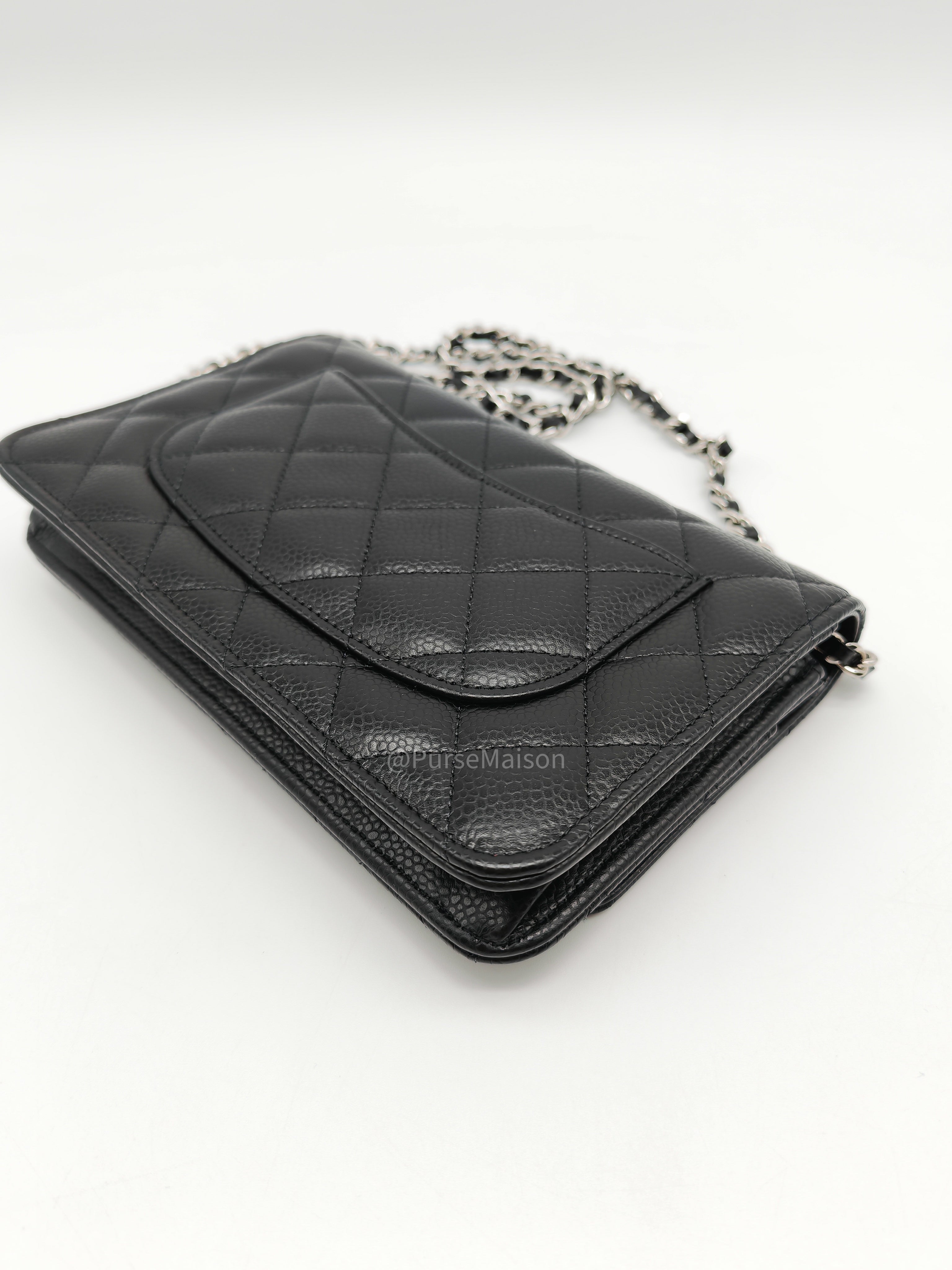 Chanel Wallet on Chain (WOC) in Black Caviar Leather Silver Hardware Microchip (X9****PL)