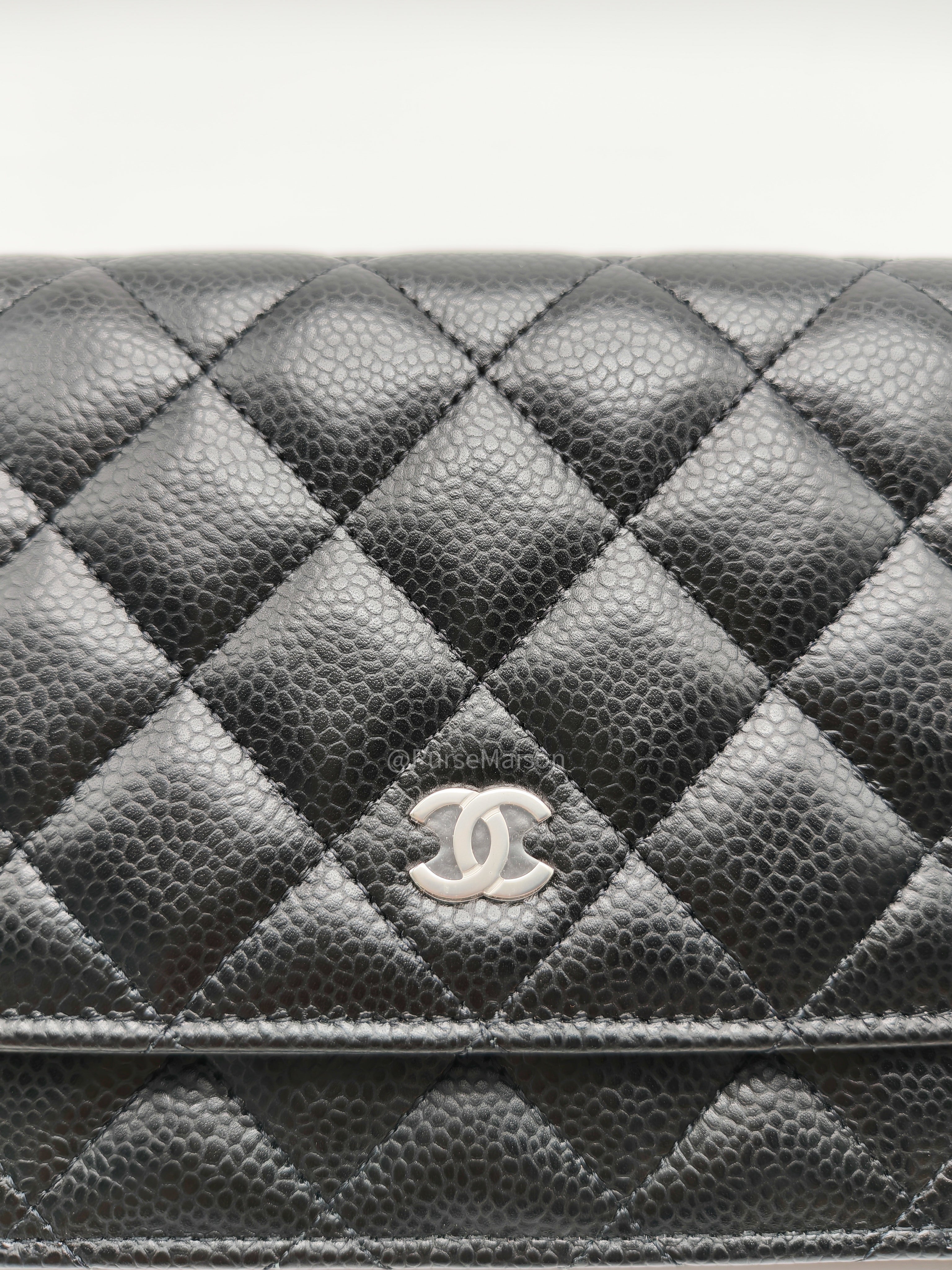 Chanel Wallet on Chain (WOC) in Black Caviar Leather Silver Hardware Microchip (X9****PL)